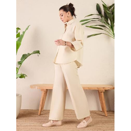 FABNEX Women Co Ord Set for Women | Co Ord Set for Women Stylish | Kurta Set for Women | Kurta Set | Ethnic Co Ord Set for Women | Full Sleeve Co-ord Set (K-108-Beige-M)