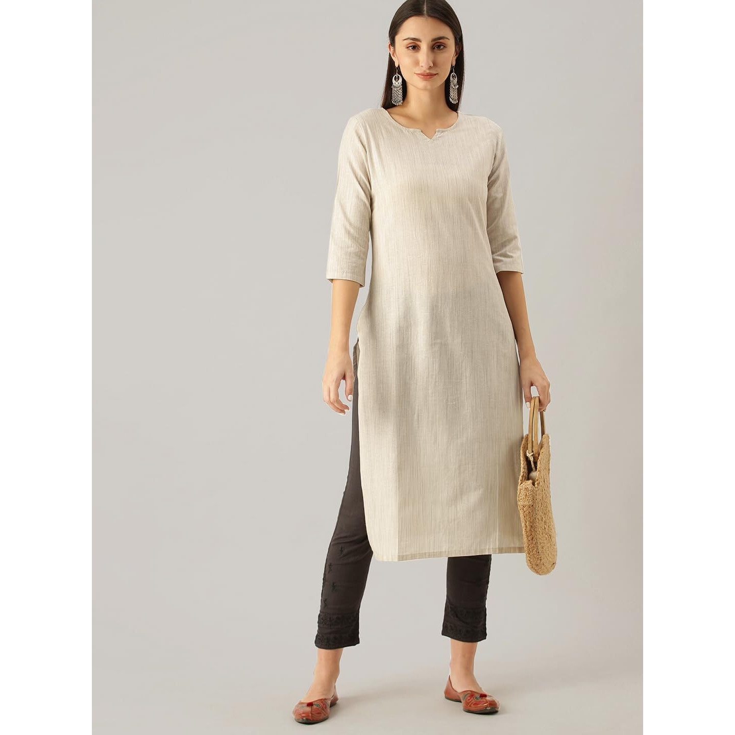Hritika Off-White Colored Solid Plain Cotton Blend Kurta Under 300_(HRK007OWHTE_XL)