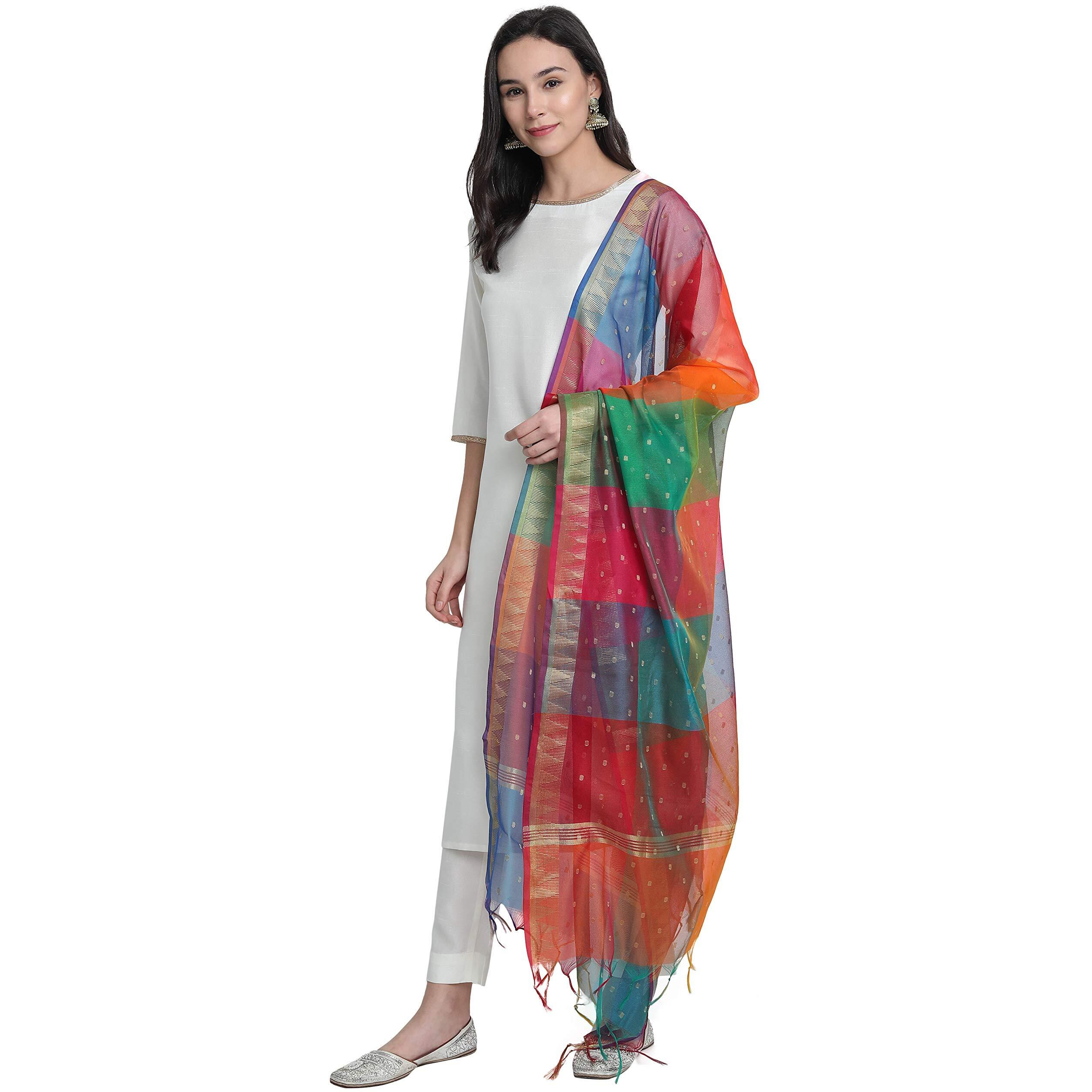Janasya Women's Off-White Poly Silk Solid Kurta with Pant and Dupatta(SET268-KR-NP-M)