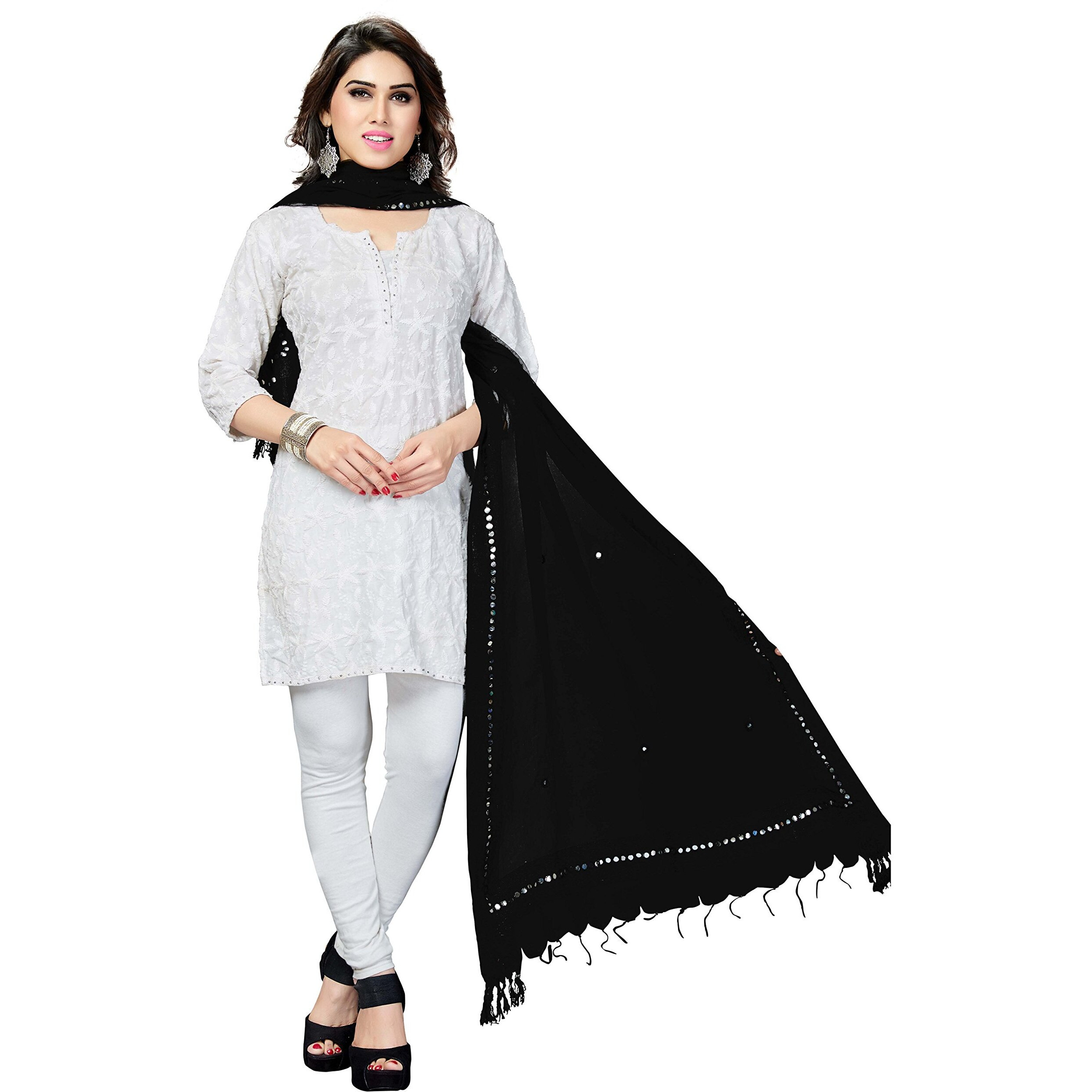 RANI SAAHIBA Women's Art Silk Dupatta (SKRDD1406, Black)