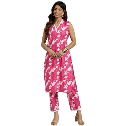 Shiv Textiles Cotton Printed Kurta Set For Women.(KP-206-Pink-2XL)