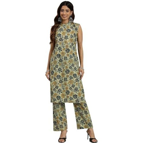 Shiv Textiles Cotton Printed Kurta Set For Women.(KP-210-Beige-2XL)