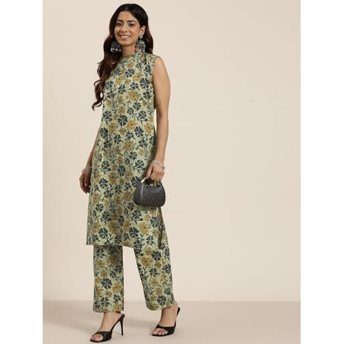 Shiv Textiles Cotton Printed Kurta Set For Women.(KP-210-Beige-2XL)