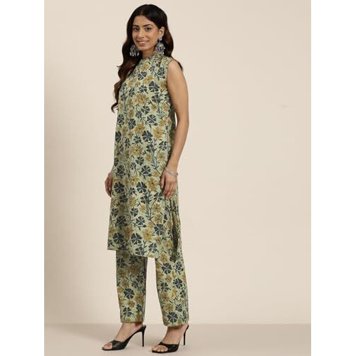 Shiv Textiles Cotton Printed Kurta Set For Women.(KP-210-Beige-2XL)