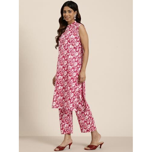 Shiv Textiles Cotton Printed Kurta Set For Women.(KP-208-Maroon-M)