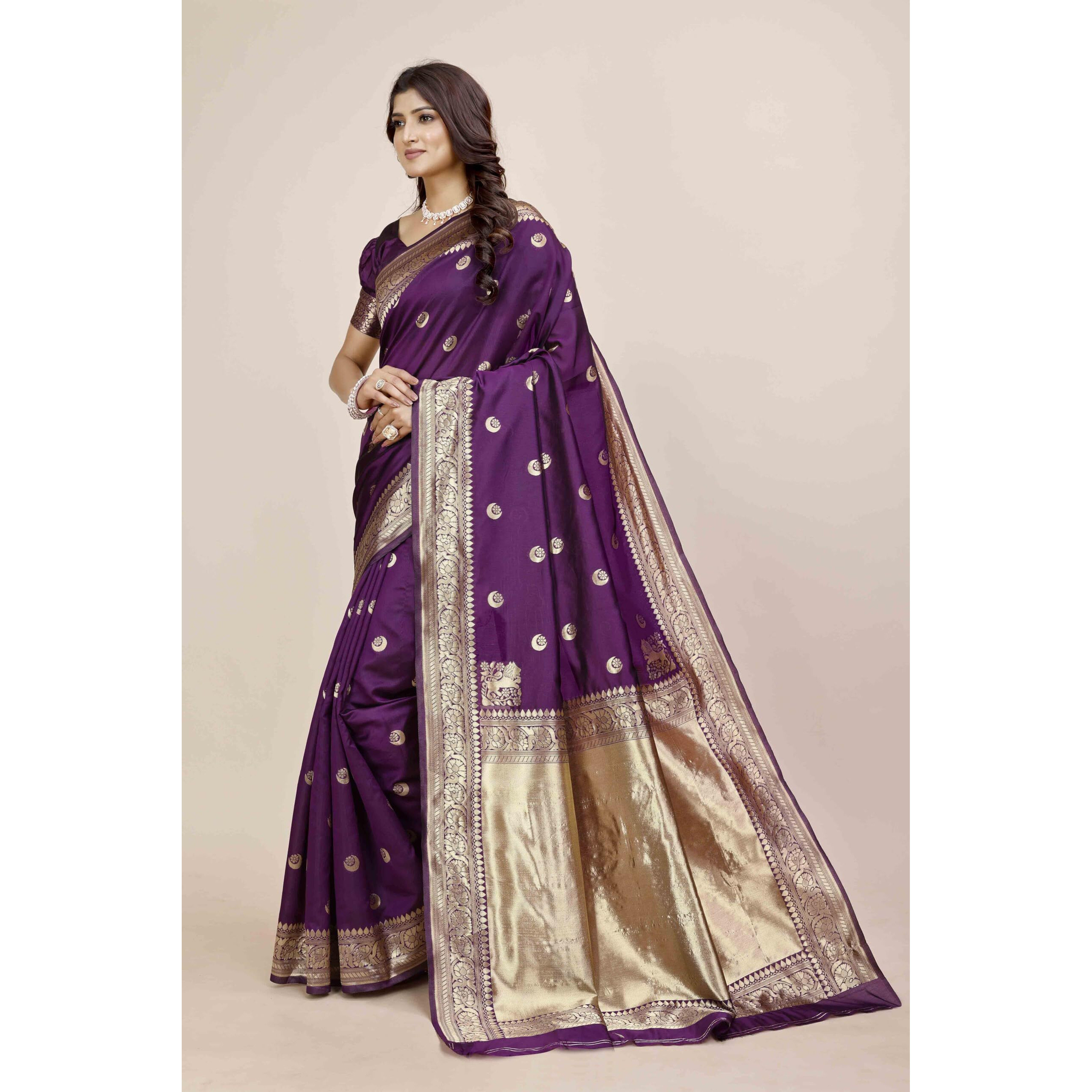 Shasmi Women's Banarasi Saree Pure Kanjivaram Silk Saree Soft new ladies 2025 Design Wear Pattu Sarees Latest Party Sari collections With Blouse Piece for Wedding sadi (PARI-219 WINE)