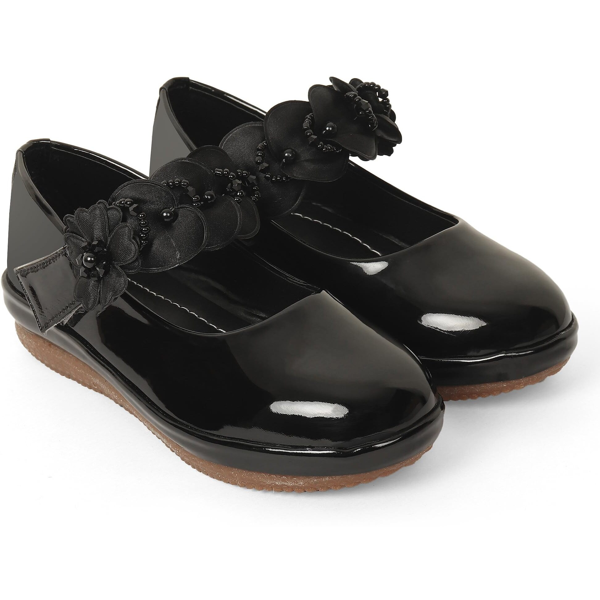 SIYA Freeplay Strap Ballerinas for Girls (Black)