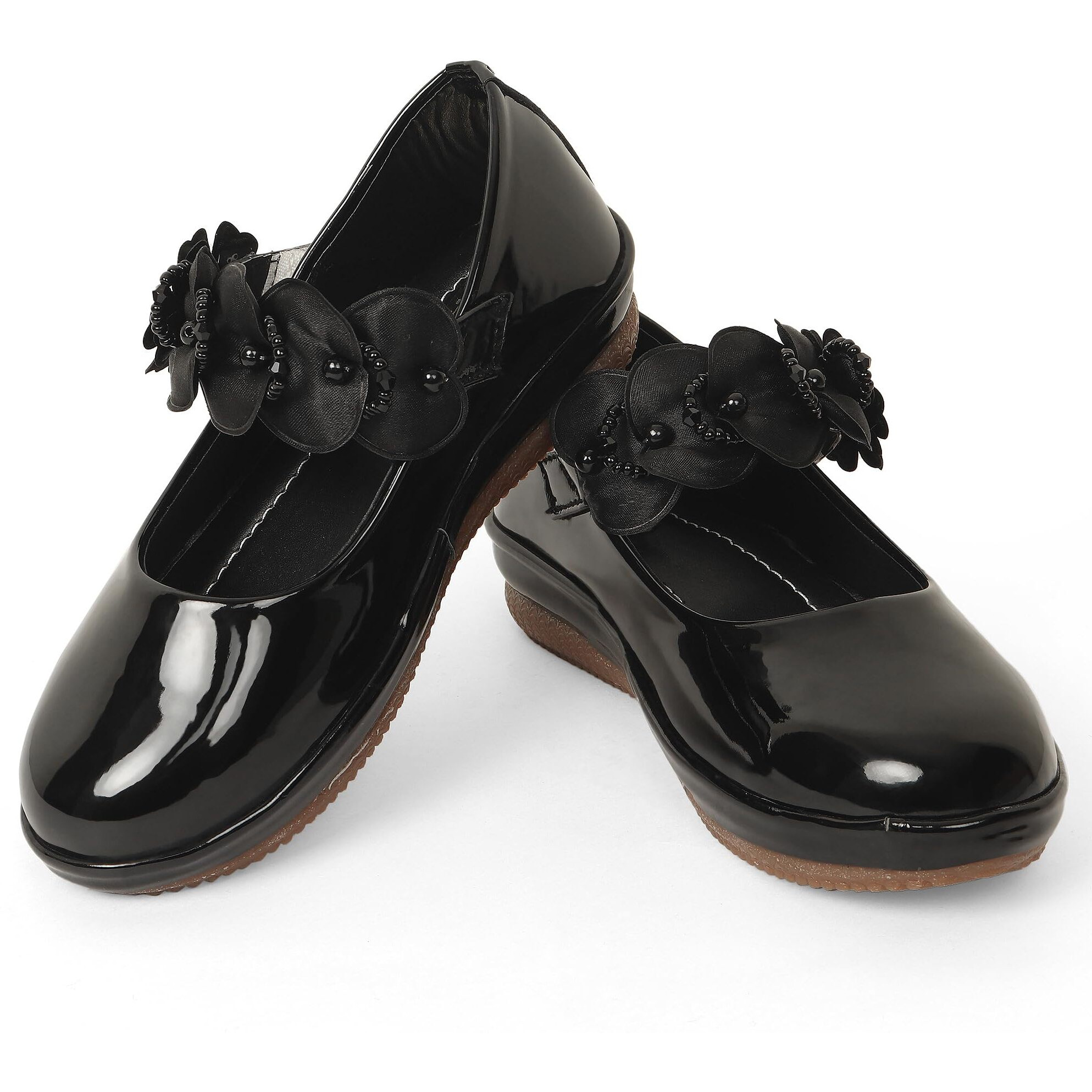 SIYA Freeplay Strap Ballerinas for Girls (Black)