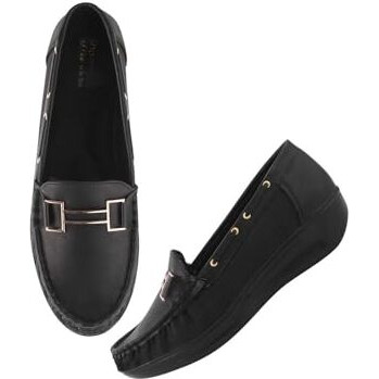 Shoetopia Women's Flat Loafers Black