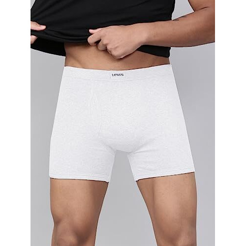 Levis Mens Cotton Style 010 Comfort Regular Fit Solid Boxer (Pack of 2) (010-BOXER Brief WHT-P2_White_XL)