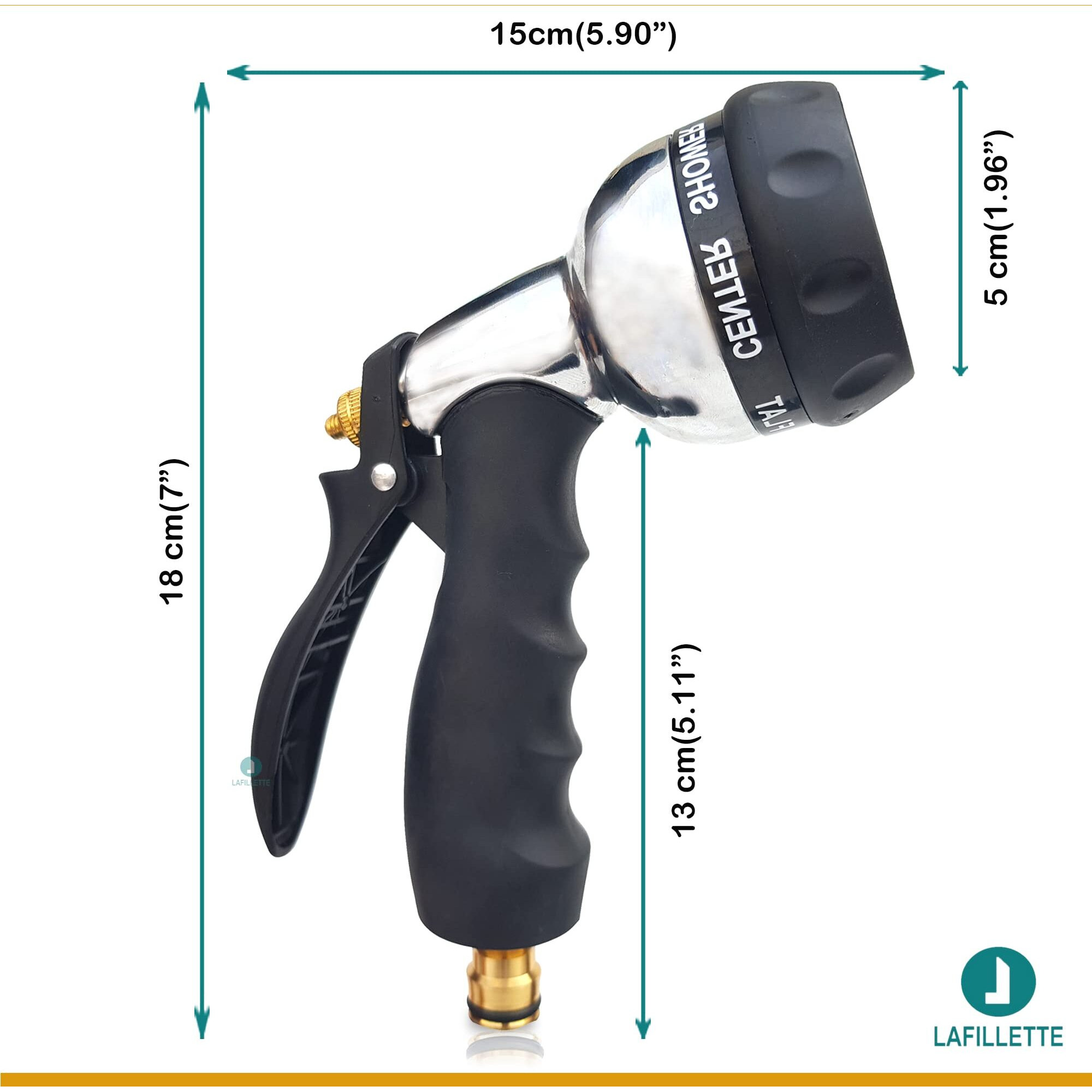 LAFILLETTE Garden Hose Nozzle, Hand Sprayer, Superior Metal Water Spray 7 Adjustable Watering Patterns Best for Lawns,Plants & Shrubs, Cleaning, and Watering Plants And Car Washing Sprinkler Water Gun