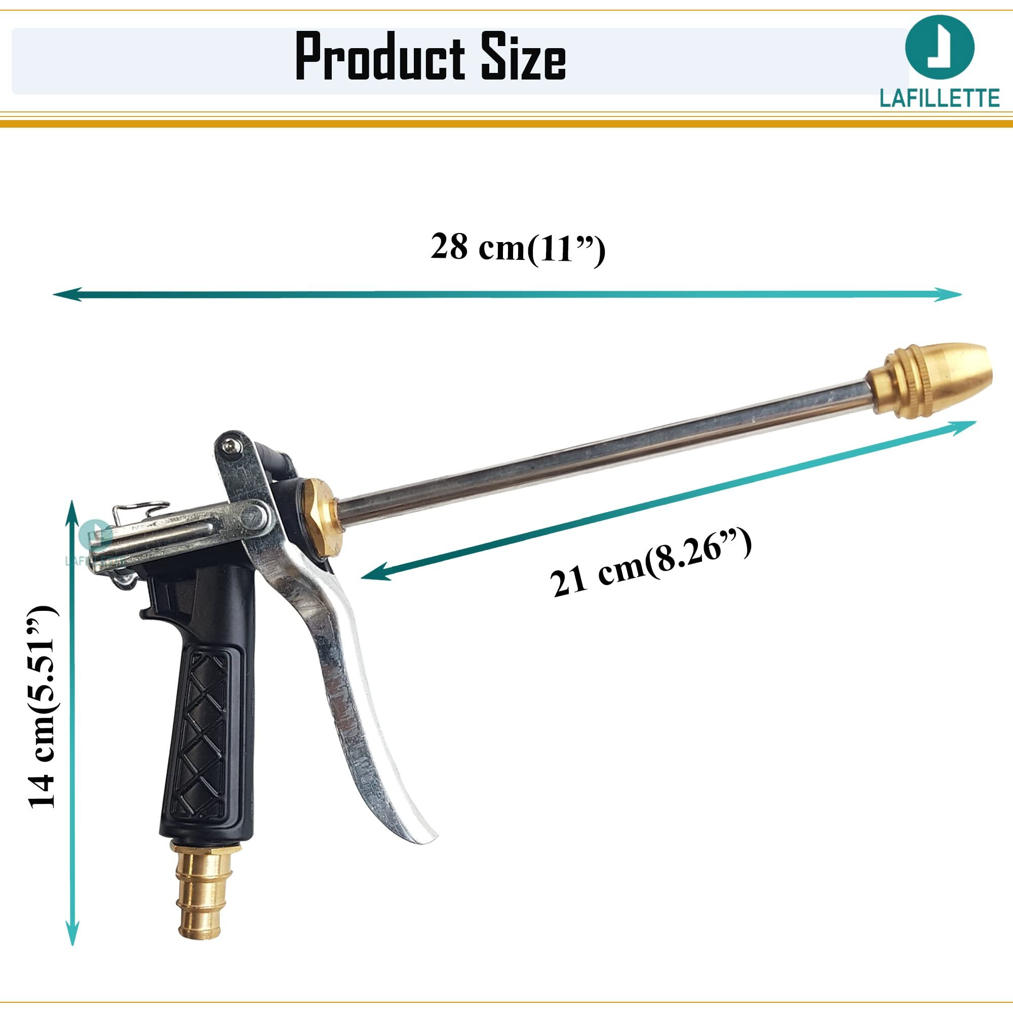 LAFILLETTE High-Performance Garden Hose Nozzle Water Spray Gun for Car/Bike/Plants - Gardening Washing Home Cleaning Water Sprinkle