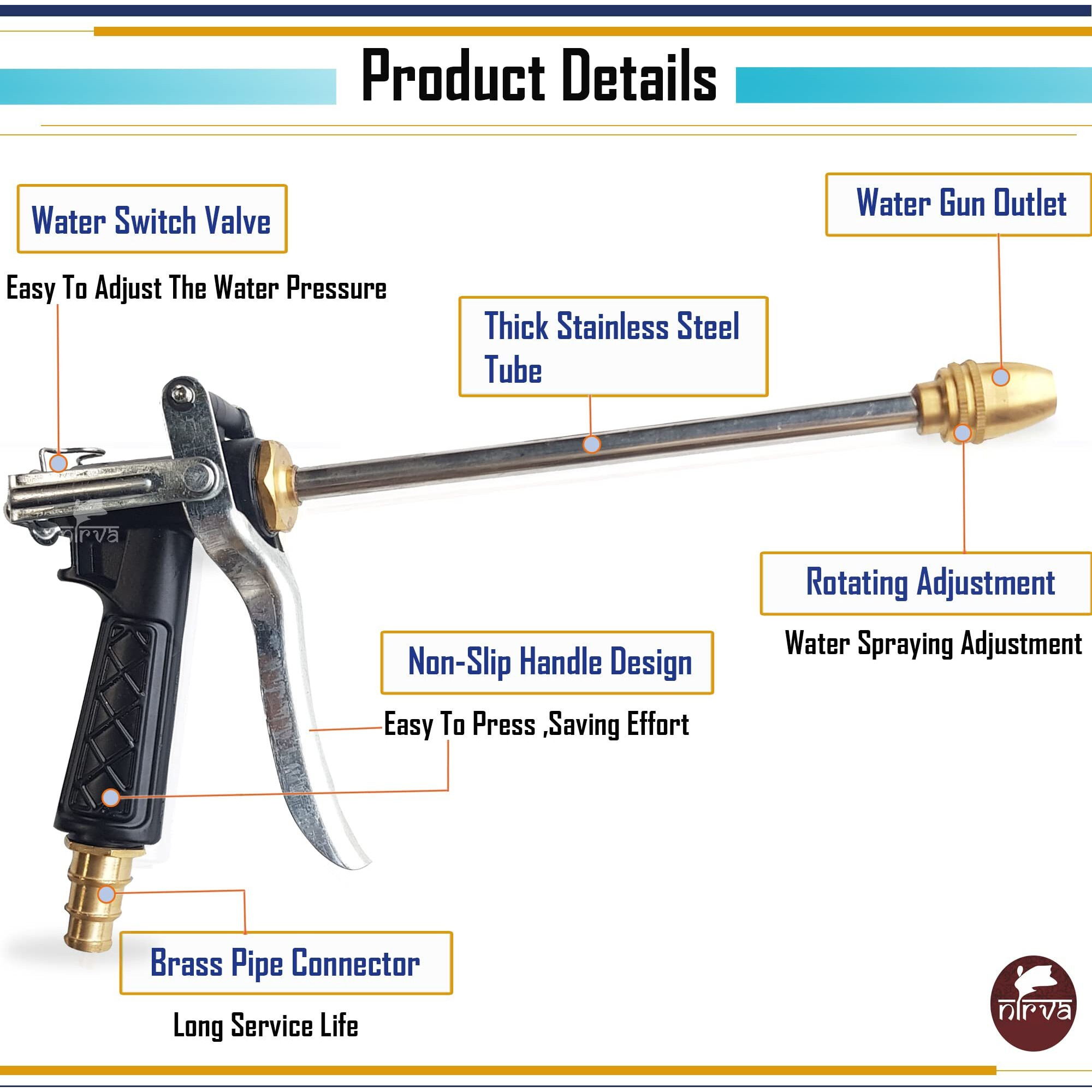 NIRVA WITH DEVICE OF WOMEN PICTURE New Classic Garden Water Hose Nozzle Hand Spray Fire Nozzle Car Wash Gun