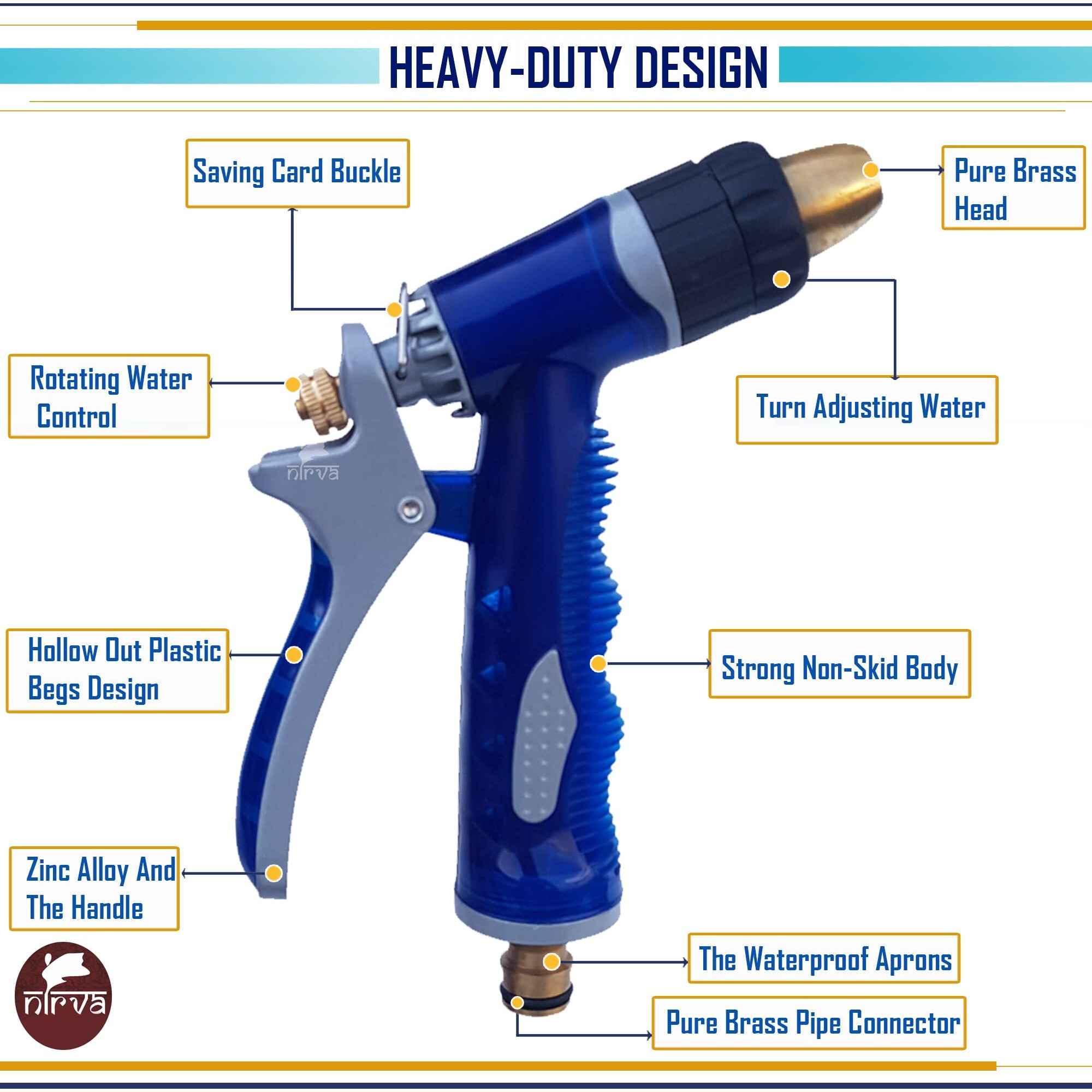 NIRVA WITH DEVICE OF WOMEN PICTURE Metal Water Spray Gun For Car/Bike/Plants/Gardening Washing(Blue)