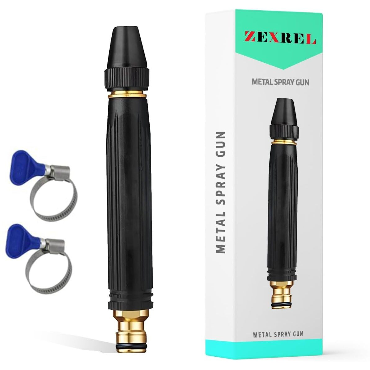 ZEXREL Water Spray Gun for Car Wash Bike Washing Gun for 1/2" Hose Pipe High Pressure Water Gun Nozzle Adjustable Car Washer Gun Brass Jet Water Spray Nozzle (Water Spray_ Gun)