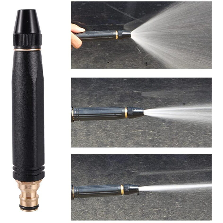 Water Spray Gun Car Wash Nozzle High Pressure Nozzle Water Jet Hose Nozzles Pipe For Gardening, Bike Car Wash Garden Watering Tool Black High Pressure Nozzle (High Pressure Adjustable Gold)