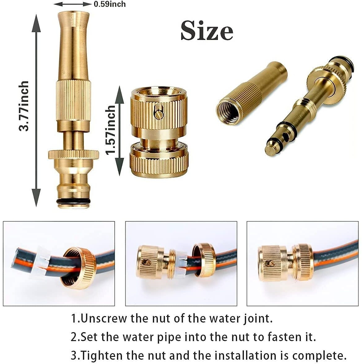 Vidhi Sales Brass Nozzle Water Spray Gun Hose Connectors Soft Rubber Sleeve Water Spray for Car Bike Window Cleaning and Plants Sprayer for Gardening Hose Pipe Spray Water Gun (Without Hose)