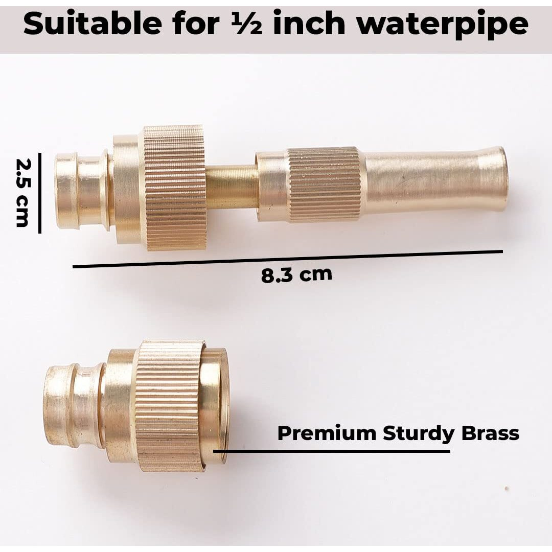 Kuber Industries Nozzle For Water Pipe|Comfortable Grip|Multiple Spray Modes|Brass Nozzle Water Spray Gun For  Water Pipe|Ideal Pipe Nozzle For Car Wash,Gardening,& Other Uses|LH-8068|Golden