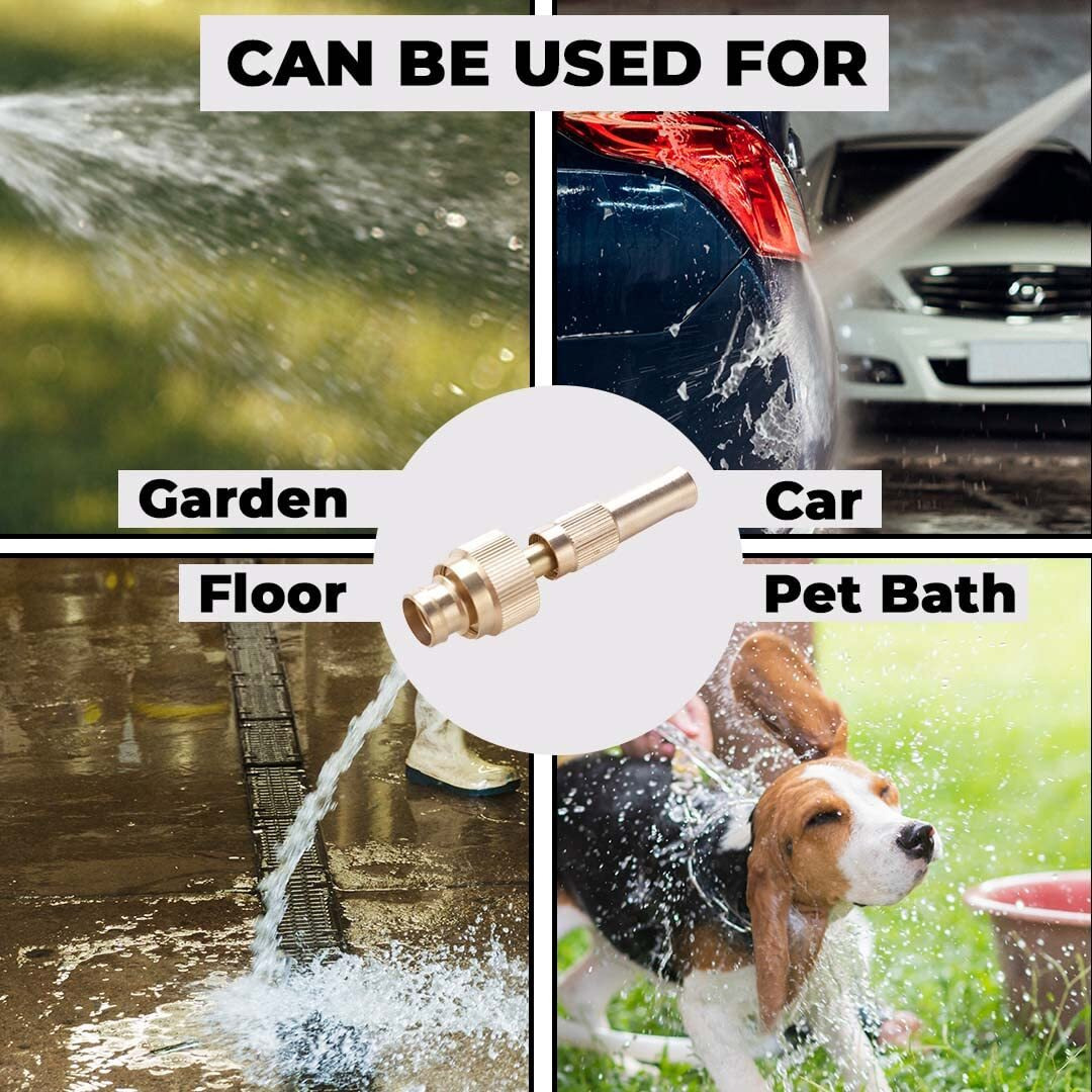 Kuber Industries Nozzle For Water Pipe|Comfortable Grip|Multiple Spray Modes|Brass Nozzle Water Spray Gun For  Water Pipe|Ideal Pipe Nozzle For Car Wash,Gardening,& Other Uses|LH-8068|Golden