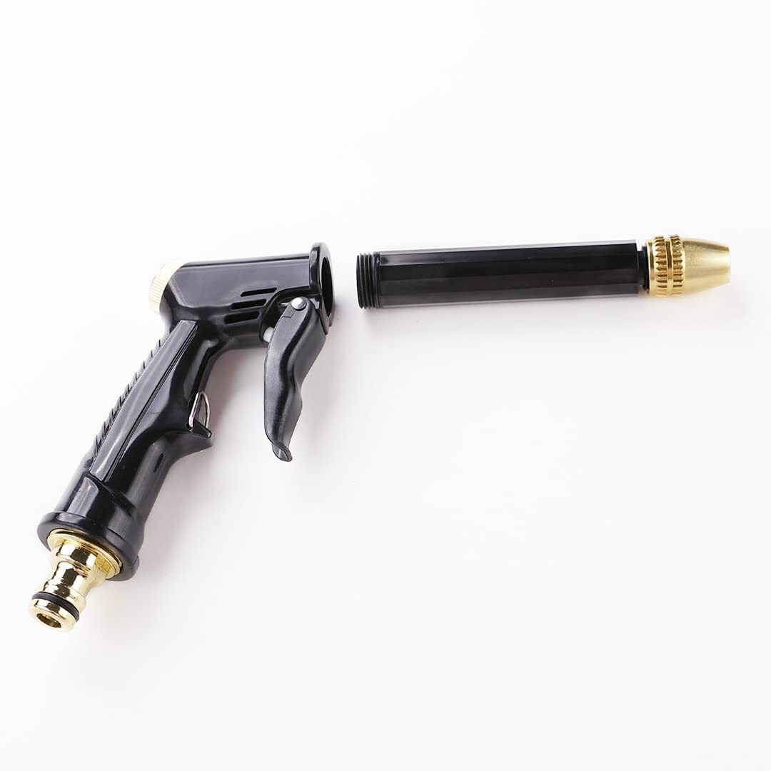 Kuber Industries Nozzle For Water Pipe|Non-Slip|Comfortable Grip|Multiple Spray Modes|Brass Nozzle Water Spray Gun For  Water Pipe|Ideal Pipe Nozzle For Car Wash,Gardening,& Other Uses|Black