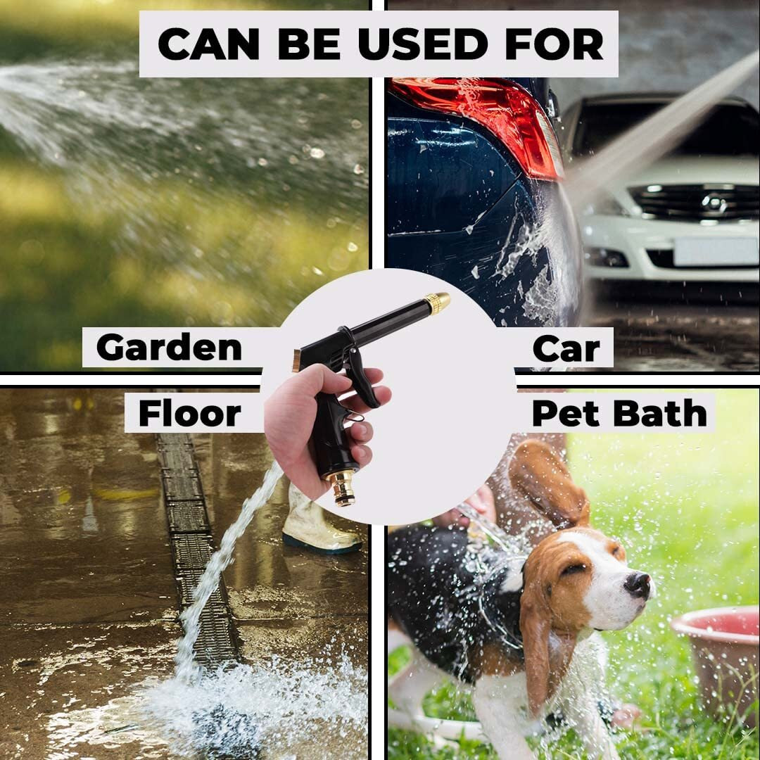 Kuber Industries Nozzle For Water Pipe|Non-Slip|Comfortable Grip|Multiple Spray Modes|Brass Nozzle Water Spray Gun For  Water Pipe|Ideal Pipe Nozzle For Car Wash,Gardening,& Other Uses|Black