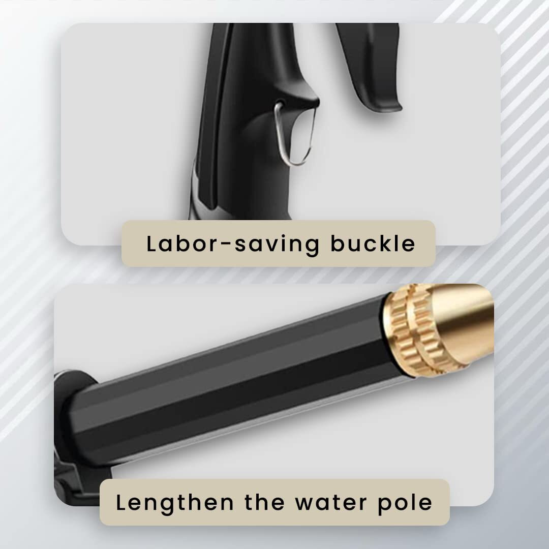 Kuber Industries Plastic Body, Metal Trigger & Brass Nozzle Water Spray Gun for Water Pipe|Non-Slip|Comfortable Grip|Multiple Spray Modes|Ideal Pipe Nozzle for Car Wash,Gardening,& Other Uses- Black