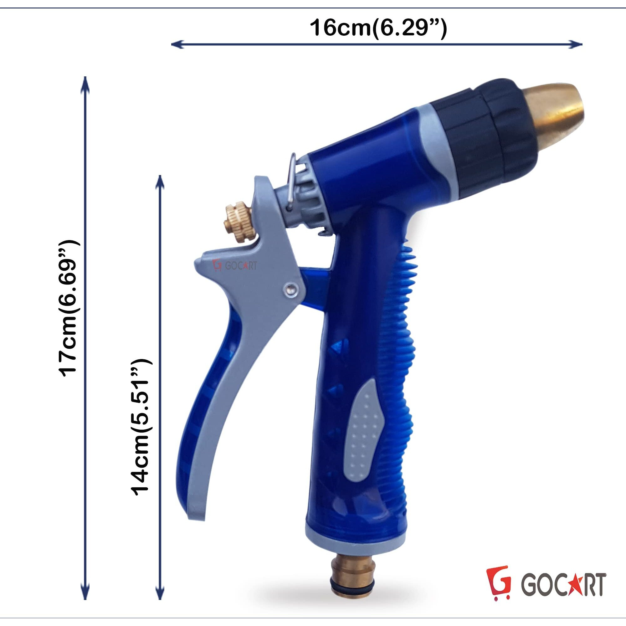 GOCART WITH G LOGO Blue Brass Nozzle Car/Bike/Gardening Wash Water Gun Spray