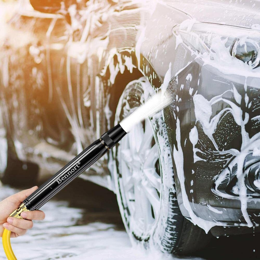 Bennort Brass Portable High Pressure Washing Water Gun,Direct Spray Gun, New Direct Spray Car Wash Water Gun, Car Wash Garden Watering Tool,Black High Pressure Nozzle, 18 Cm