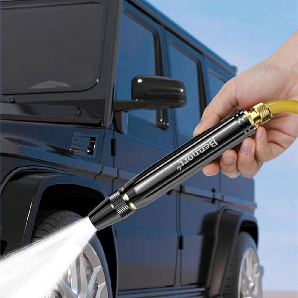 Bennort Brass Portable High Pressure Washing Water Gun,Direct Spray Gun, New Direct Spray Car Wash Water Gun, Car Wash Garden Watering Tool,Black High Pressure Nozzle, 18 Cm