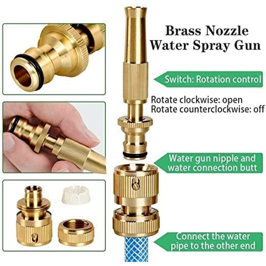 Rewup Pressure Water Spray Gun Nozzle Car Bike Washing Nozzle Water Pressure Booster Brass Nozzle Suitable For 1/2 Nozzles Hose Pipe Clean Shave Car (Multy)