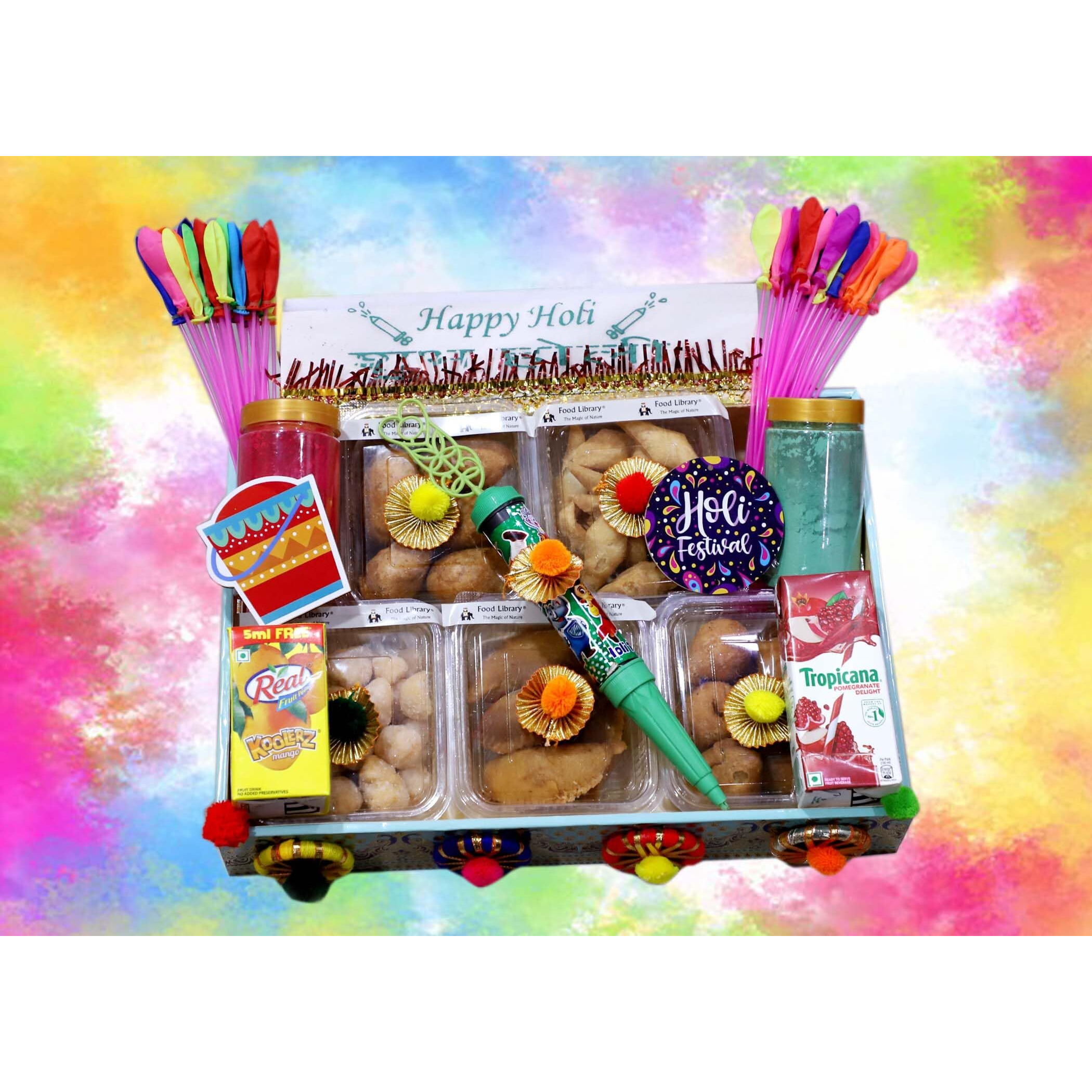 Food Library The Magic Of Nature Holi Gift Hamper | Gift Box | Festival Celebration Gift | Sweet & Namkeen Gift Box | Corporate Hamper | Holi Festival Colourful Gift Hamper.