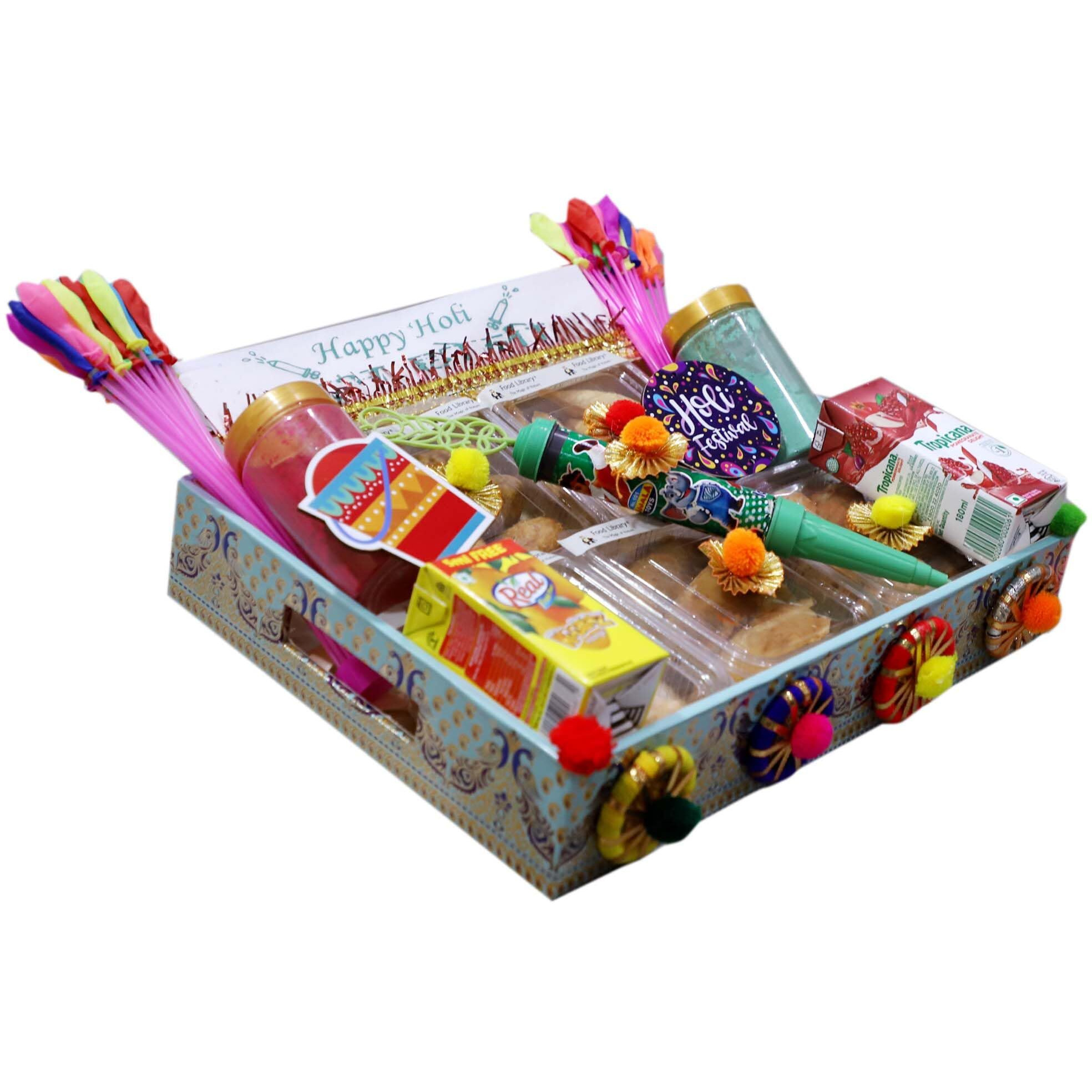 Food Library The Magic Of Nature Holi Gift Hamper | Gift Box | Festival Celebration Gift | Sweet & Namkeen Gift Box | Corporate Hamper | Holi Festival Colourful Gift Hamper.