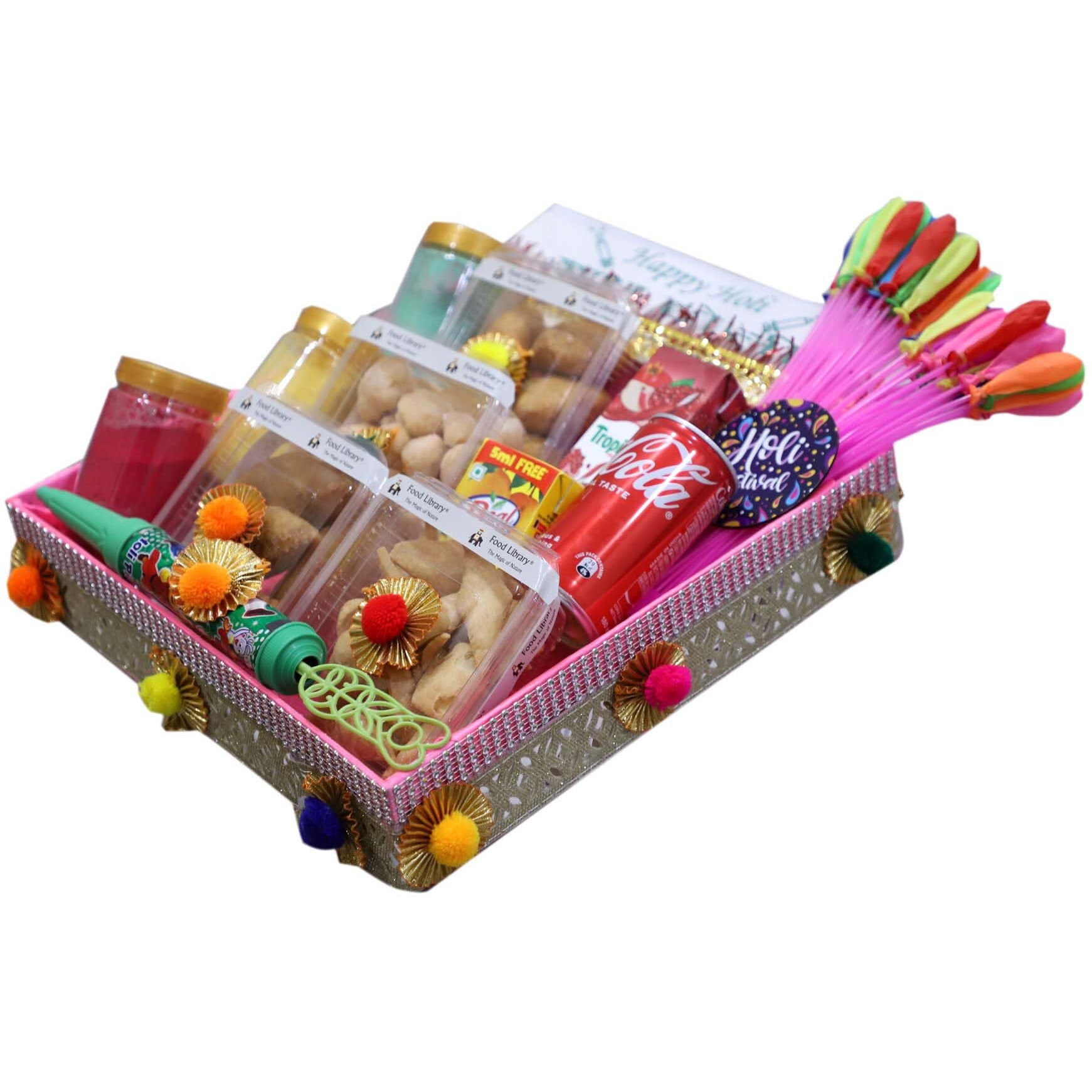 Food Library The Magic Of Nature Holi Gift Hamper | Gift Box | Festival Celebration Gift | Sweet & Namkeen Gift Box | Corporate Hamper | Colourful Delight Gift Tray.