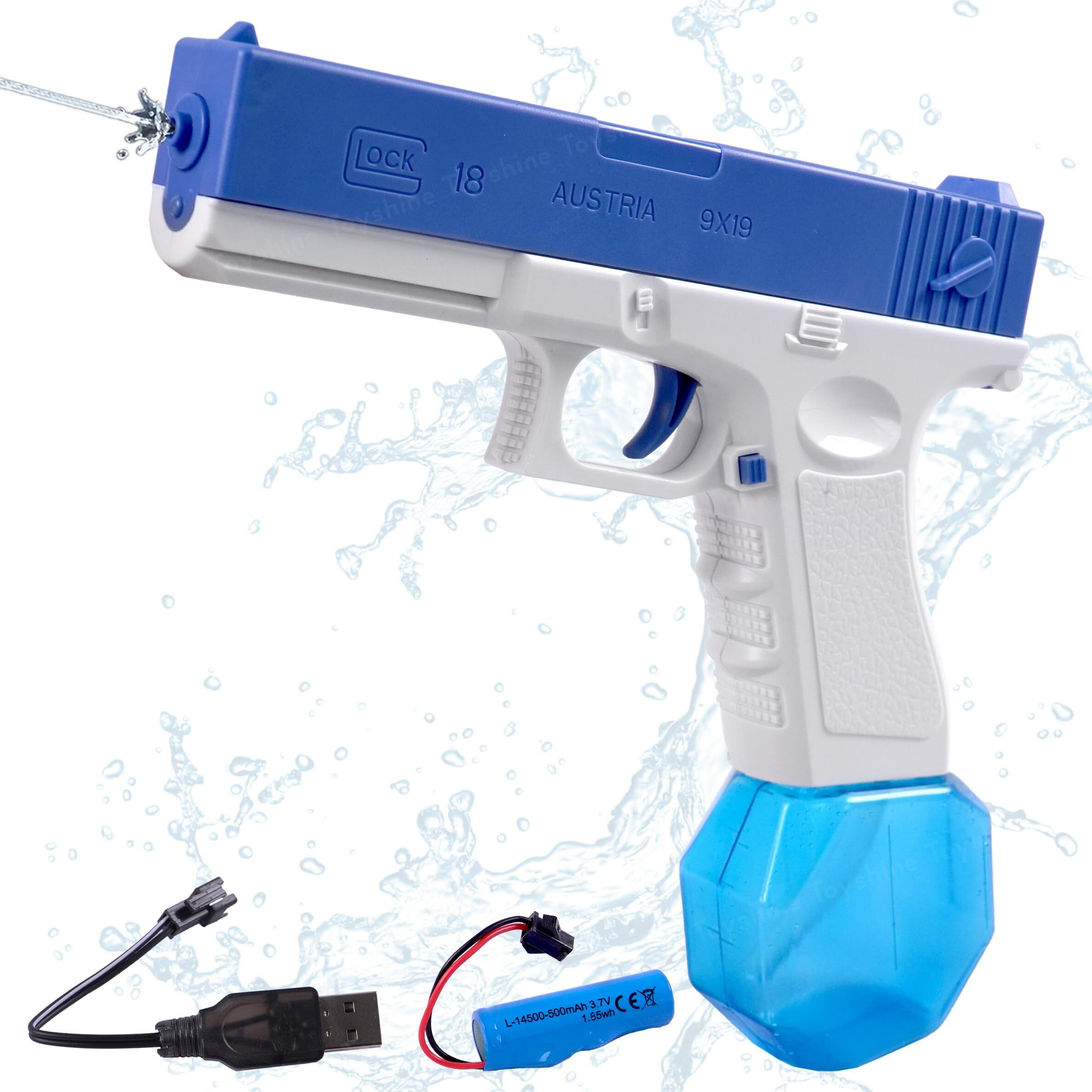 Toyshine Electric Holi Water Toy Pistol Gun Rechargeable with Pressure Mechanism for Range Upto 25-30 FT Powerful Squirt Guns for Kids Pool Beach Party Games and Outdoor Water Fun - Pink