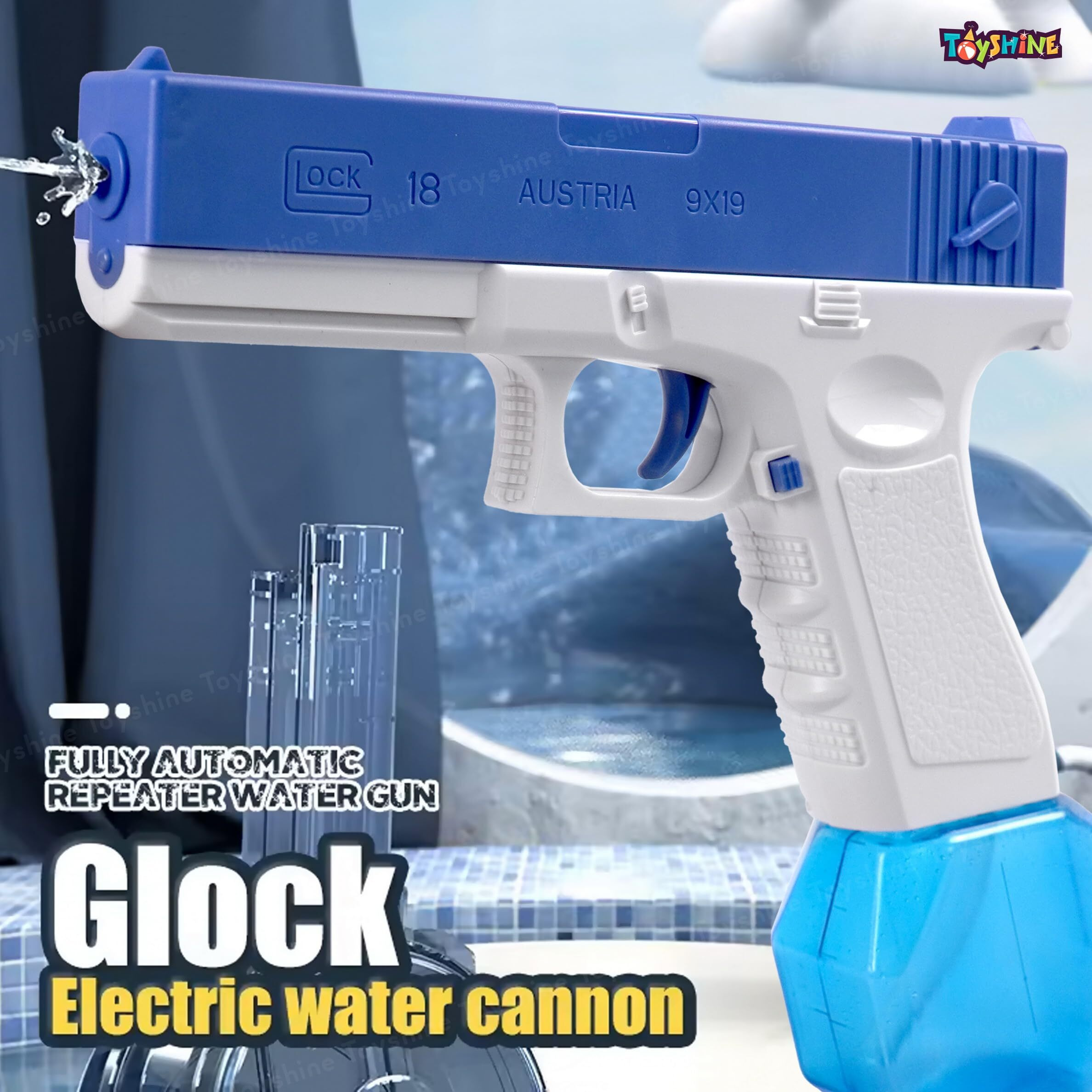 Toyshine Electric Holi Water Toy Pistol Gun Rechargeable with Pressure Mechanism for Range Upto 25-30 FT Powerful Squirt Guns for Kids Pool Beach Party Games and Outdoor Water Fun - Pink