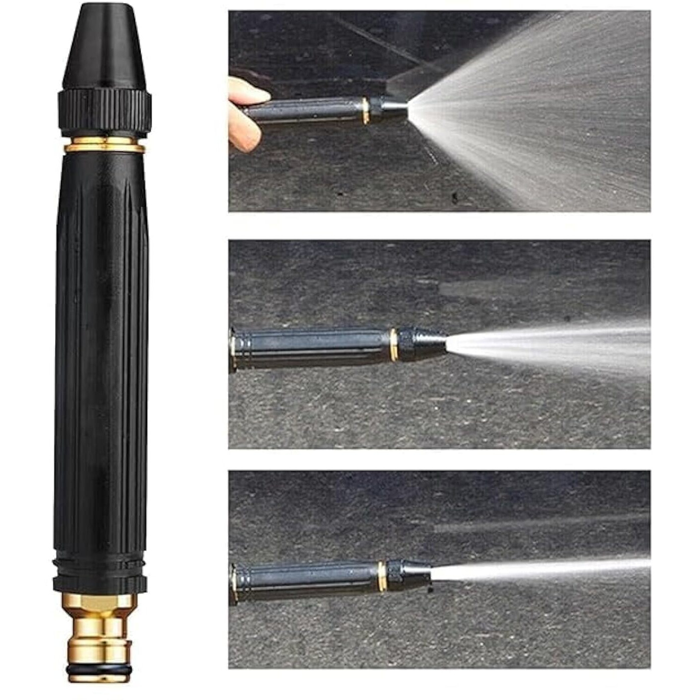 Episkey Water Spray Gun for Car Wash Bike Washing Gun for 1/2" Hose Pipe High Pressure Water Gun Nozzle Adjustable Car Washer Gun Brass Jet Water Spray Nozzle for Garden & Window (BLACK NOZZLE)