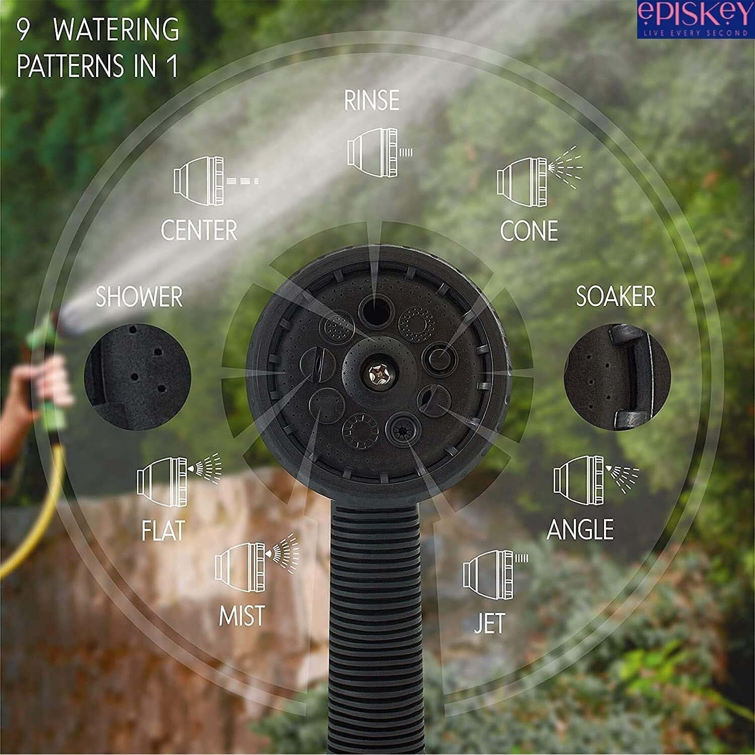 EPISKEY Heavy Duty Expandable Garden Hose - Flexible Water Pipe with Double Latex Core, 7 Pattern Spray Gun, Braided Outer Layer - Small No Kink Hose (Multicoloured) (20 Meter)