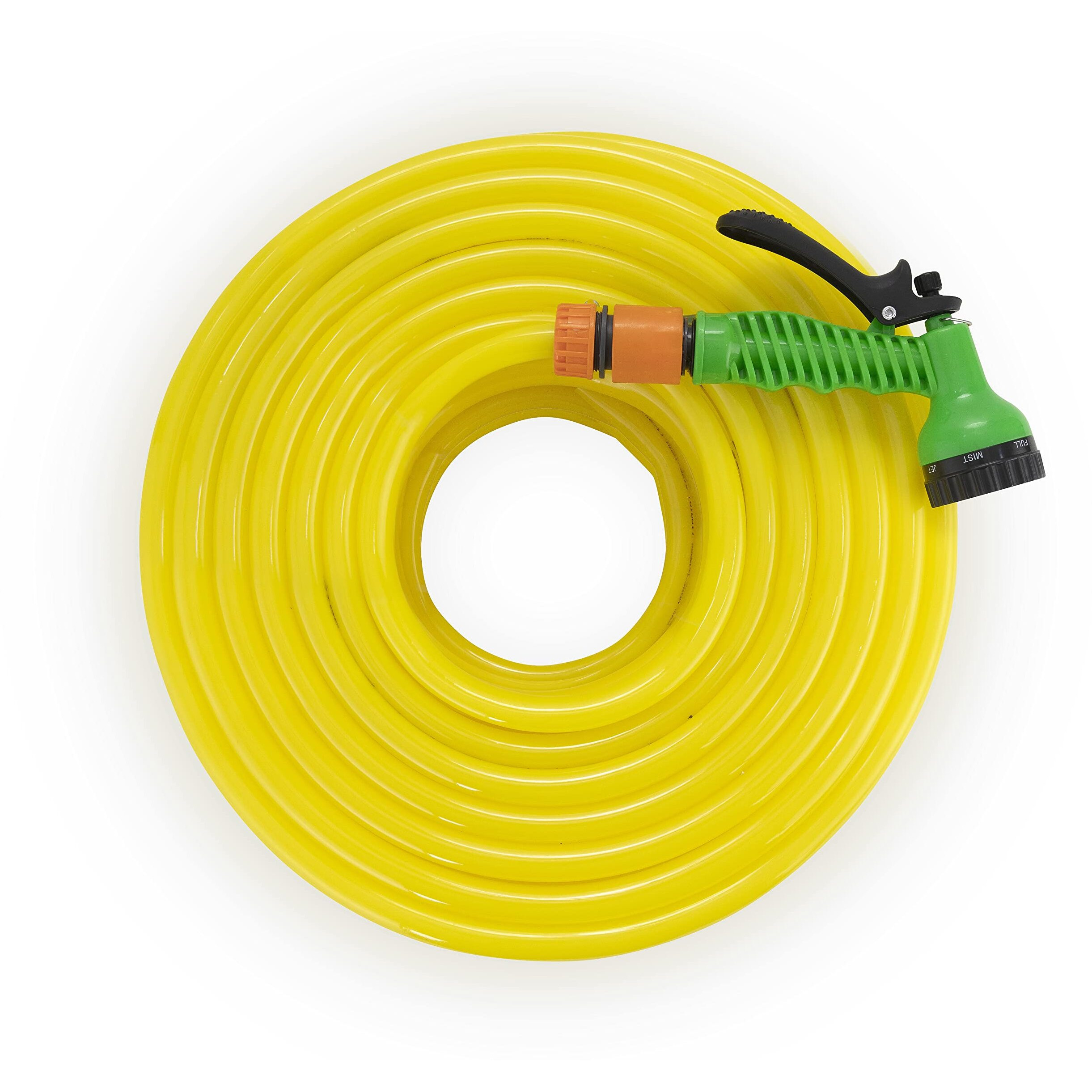 Garbnoire 10M 0.5" Pvc Heavy Duty Yellow Garden Pipe|Lightweight,Durable & Flexible Garden Hose With Garden Accessories Like Hose Quick Connector,Tap Adapter & Water Spray Gun (Nozzle)