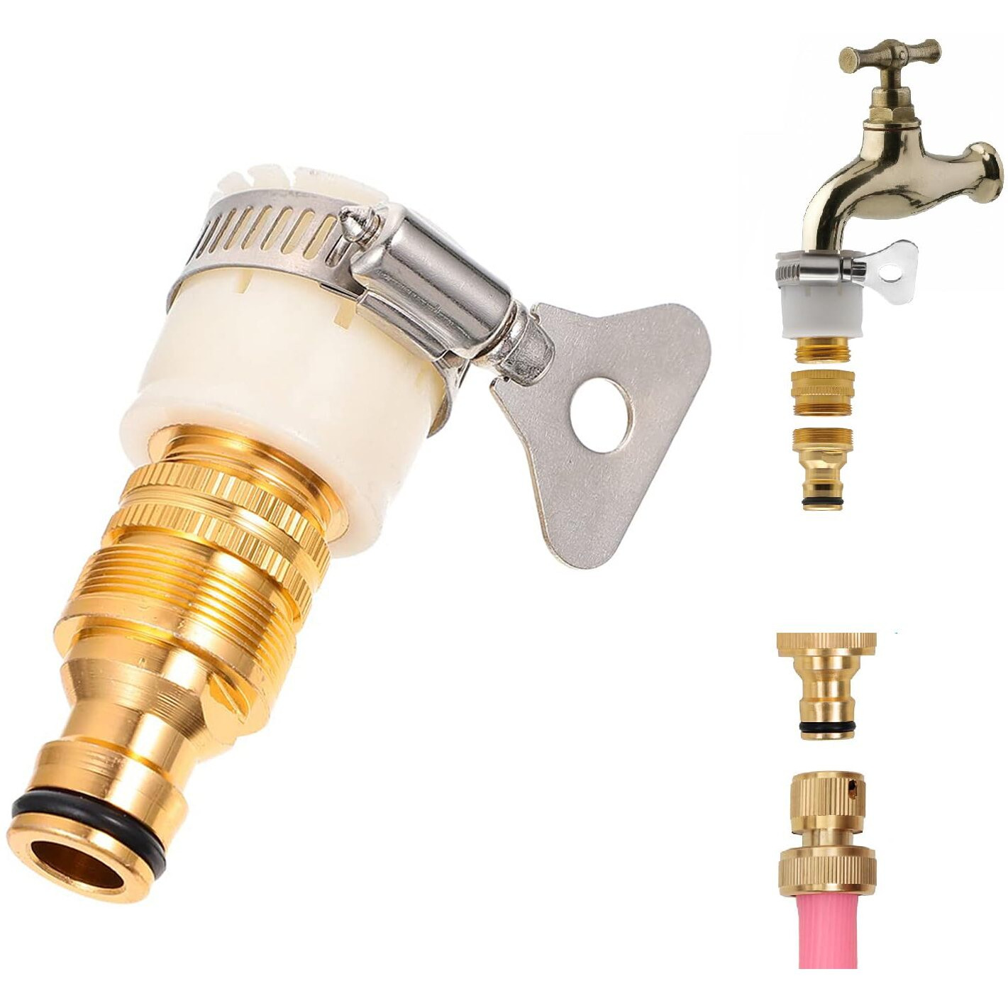 Universal Tap Connector,2 in 1 Faucet Connector Adapter,Pipe Connector for Tap 3/4 & 1/2 Inch,Quick Connection to Car Wash Spray Gun,Garden Water Hose Accessories for Gardening, Kicthen