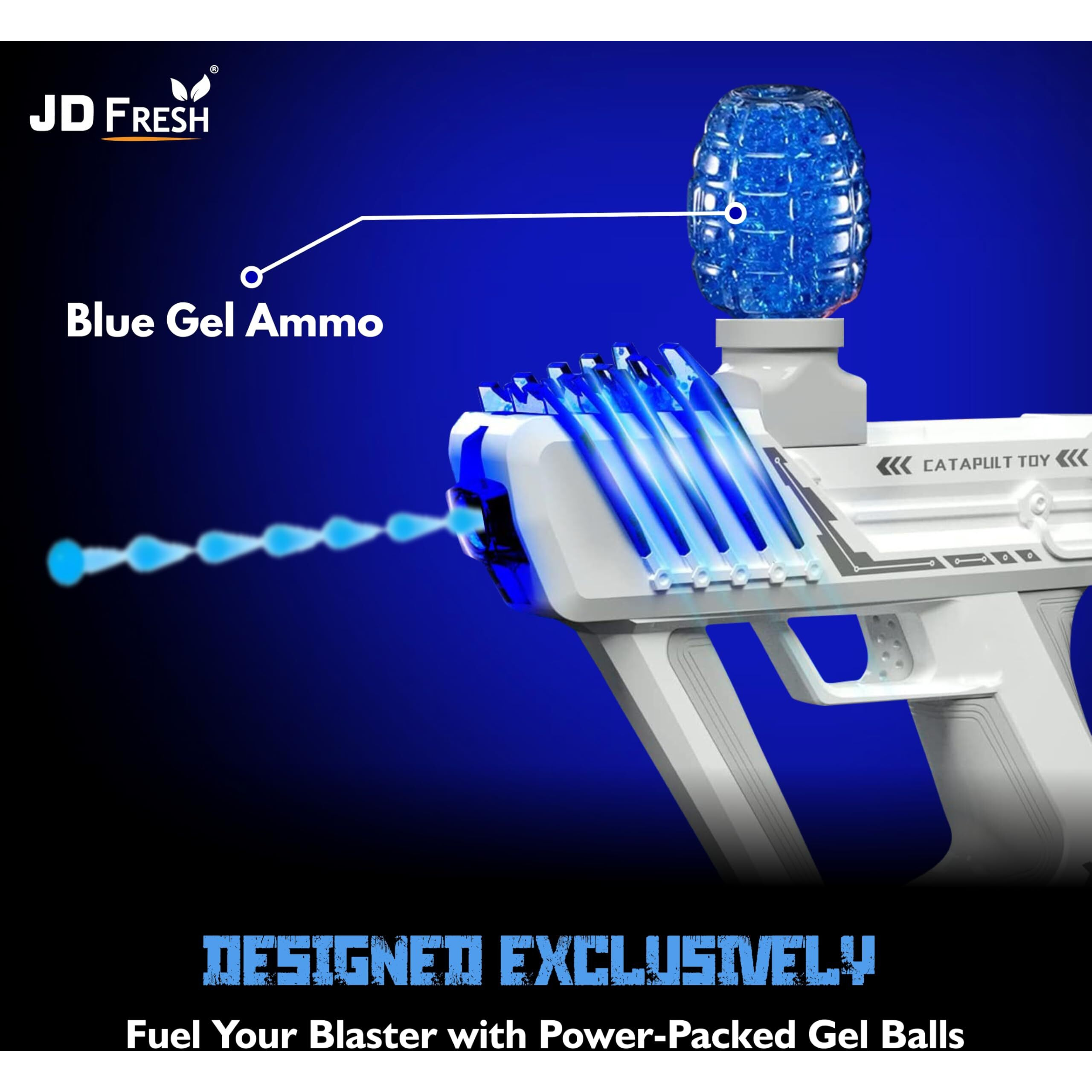 JD FRESH Ammo Gel Bullets/50000 Gel Balls/7-8 MM Water Beads for Gun/Refill Gel Blaster for Kids/Boys/Girls/Age 5-15+/Non-Toxic and Biodegradable/Balls for Transparent Vase as Home Decor(Blue)
