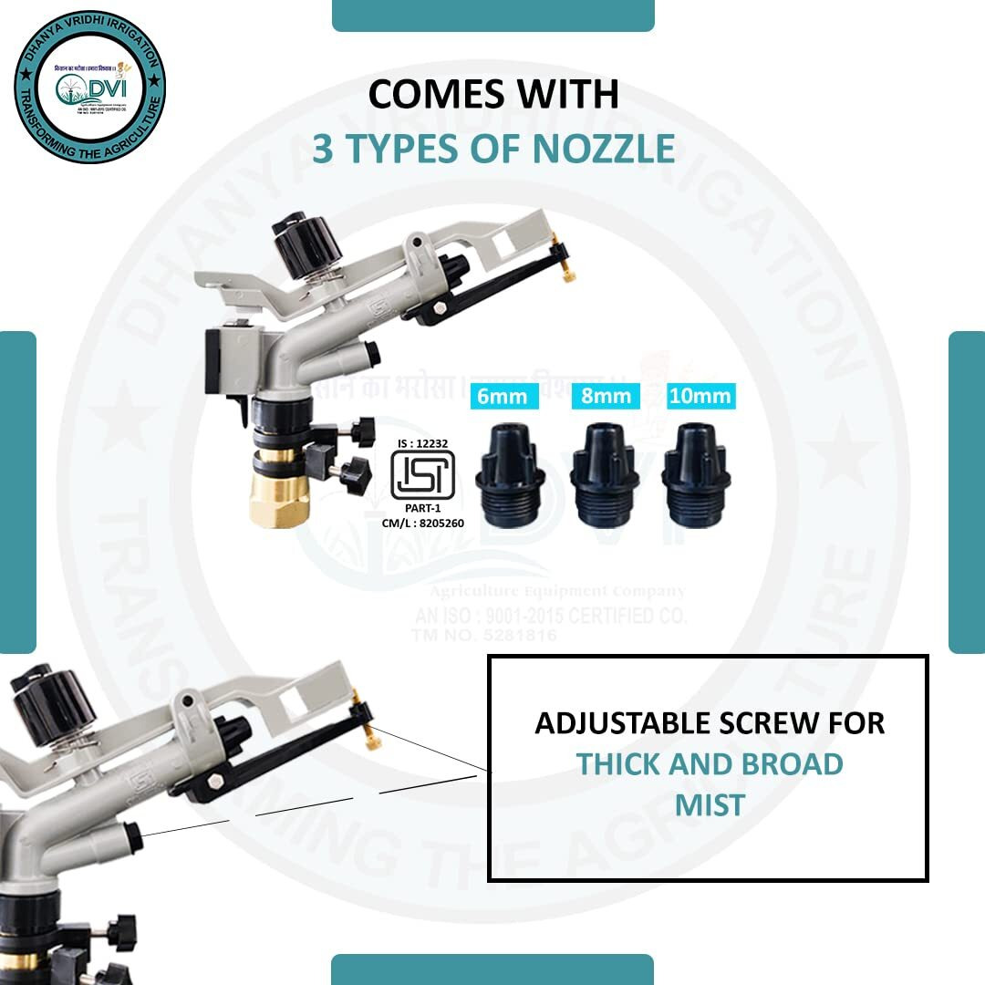 DVI AUTOMAT HARIT HT30G Seagull 1" inch RAIN Gun (ISI) Used for Irrigation, DUST SUPRESSION, Water SPRINKLERING in Farms, Gardens and LAWNS (Pack of 1) (HT-30G Seagull (1" INCH RAIN Gun))