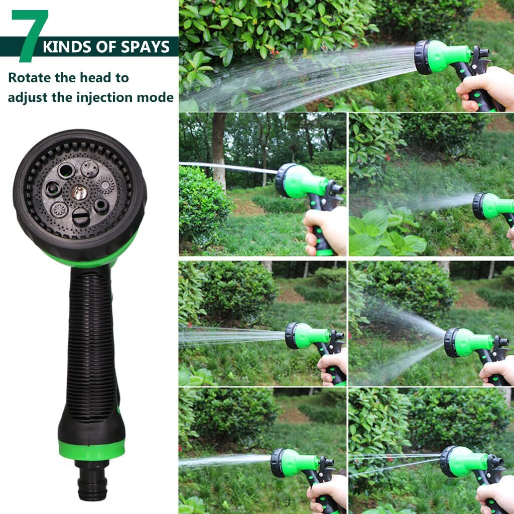 HASTHIP 50ft/15m Garden Hose Pipe with 7 Function Sprayer Gun, Expandable EVA Lightweight Anti-Kink Flexible Water Hose with 3/8'' Quick Connector & Sprinkler for Home Garden Car Washing Pet Bathing