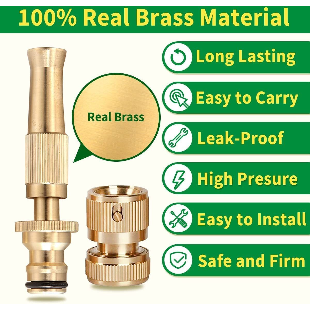 BUY Villa Brass Nozzle Water Spray Gun, Water Jet Hose Nozzles, Hose Pipe Spray Gun Suitable for 1/2" Hose Pipe for Car, Bike, Window Cleaning, Garden Sprayer MULTI