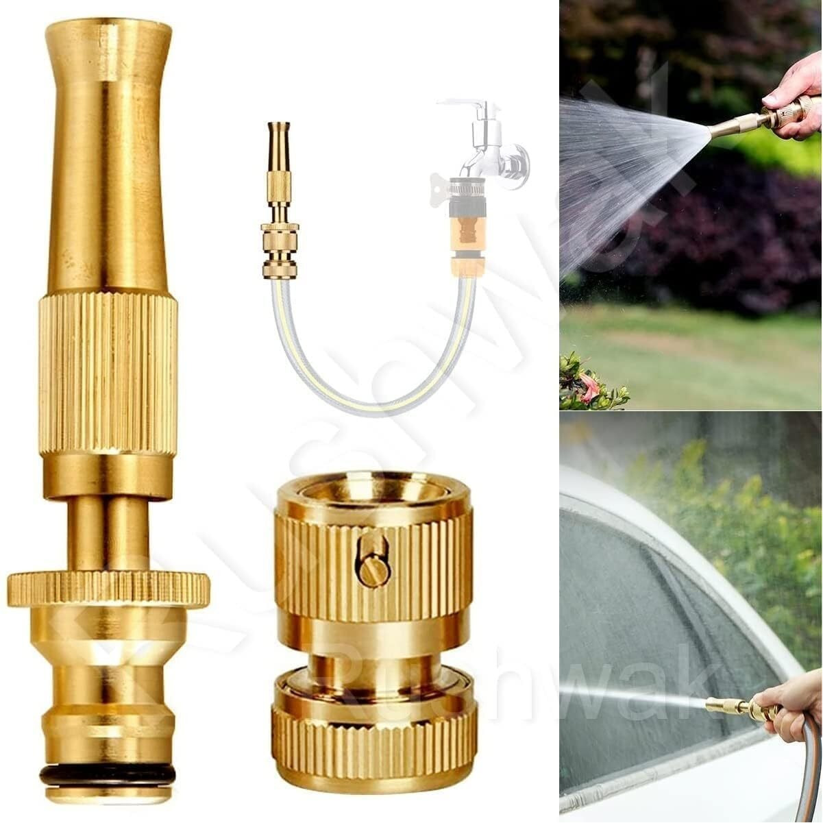 PRIVILON GLOBAL High Pressure Brass Hose Nozzle Adjustable Water Spray Gun for car Motorbike for Gardening, for Washing