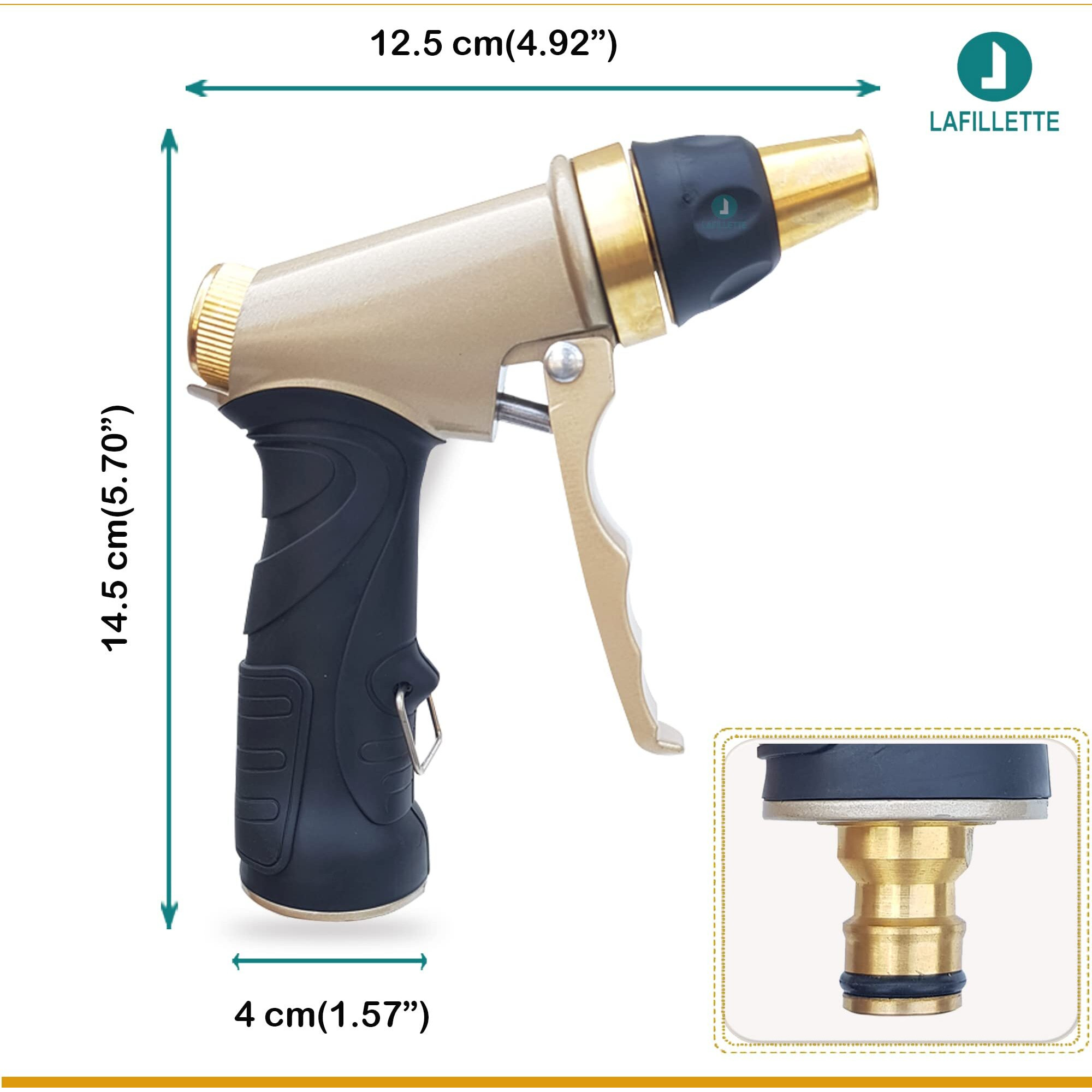 LAFILLETTE High Pressure Pure Copper Golden Water Gun Multi Function Easy Install Garden Water Spray Gun