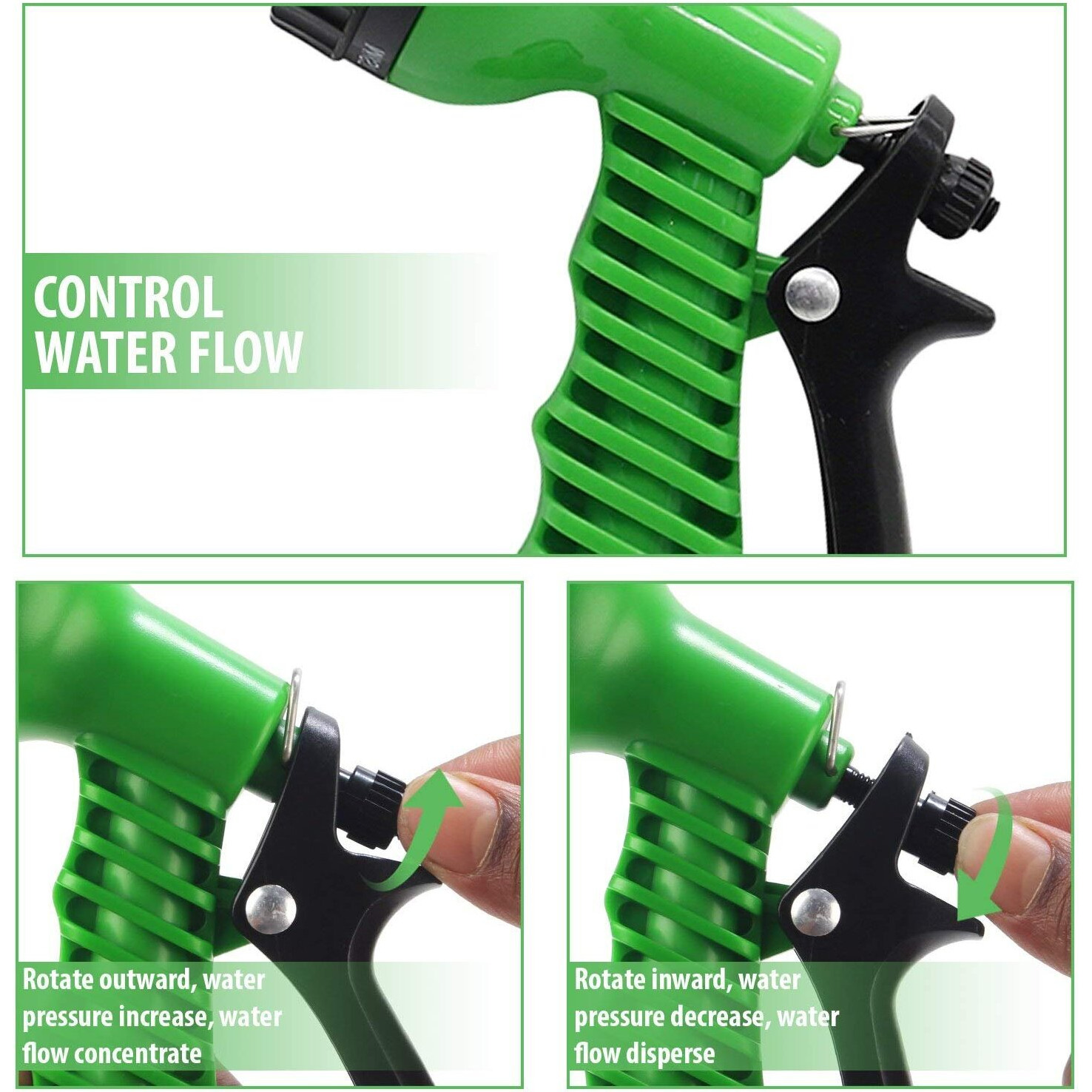Black Olive 7 Pattern Pressure Gun - 7 in 1 High Pressure Leak Proof Adjustable Garden Hose Nozzle Water Spray Gun with Metal Grip Lock Gardening Spray for Garden Window, Bike Car Washer Gun