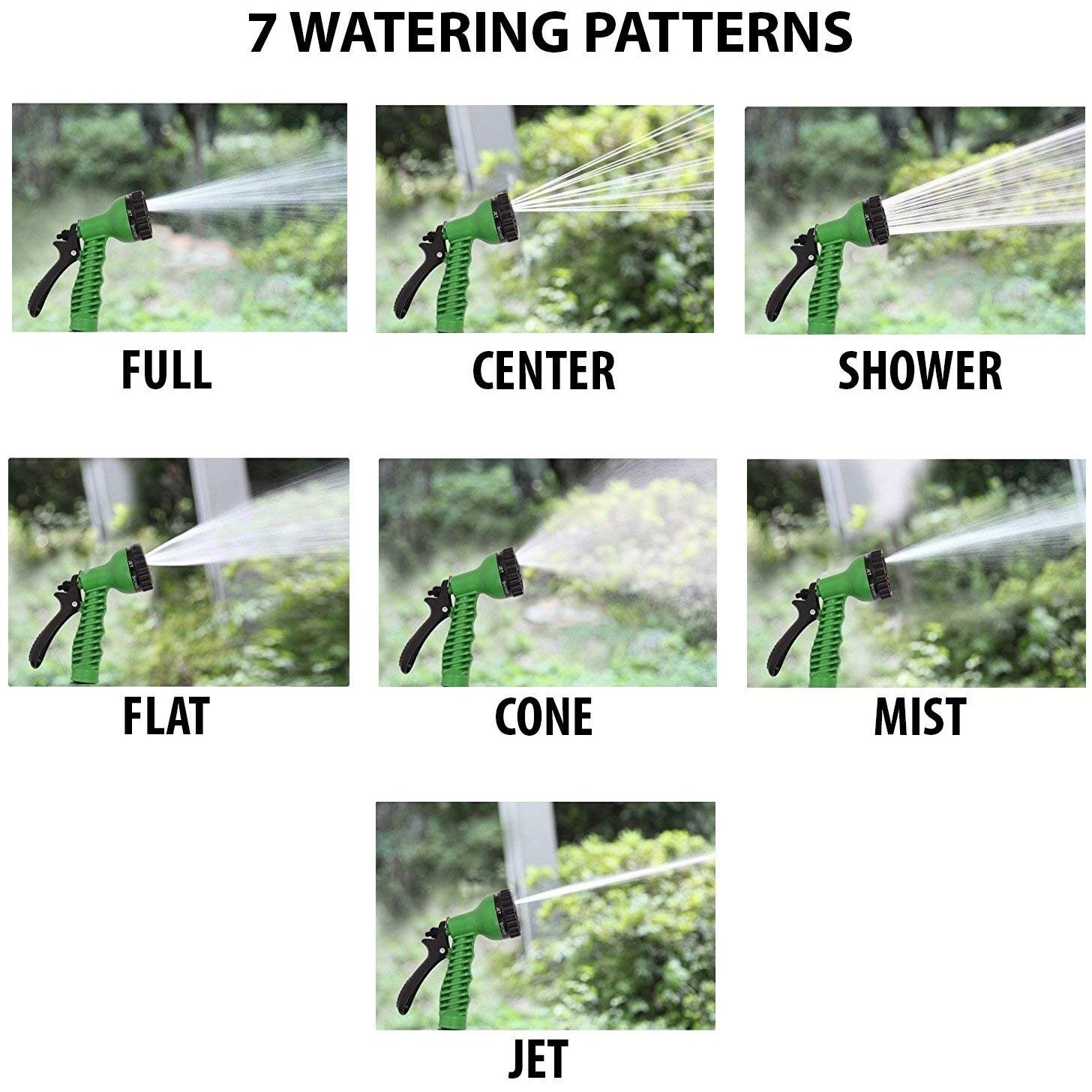Black Olive 7 Pattern Pressure Gun - 7 in 1 High Pressure Leak Proof Adjustable Garden Hose Nozzle Water Spray Gun with Metal Grip Lock Gardening Spray for Garden Window, Bike Car Washer Gun