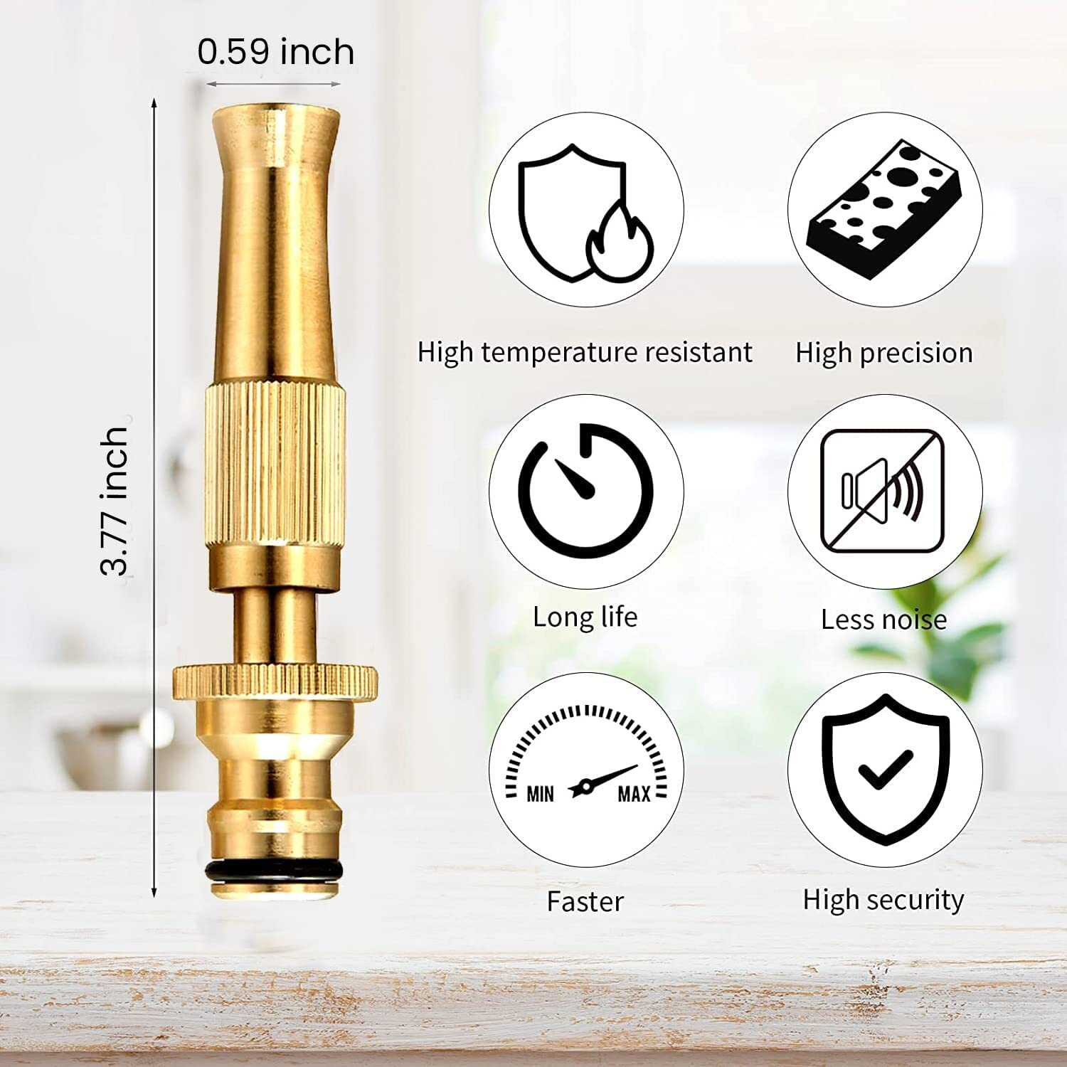 GDR Brass Hose Nozzle  High Pressure Jet Nozzles, Heavy Duty Sprayer for Garden Hoses, Adjustable Spray Gun, Solid Twist Water Hose Nozzle for Garden & Car Wash