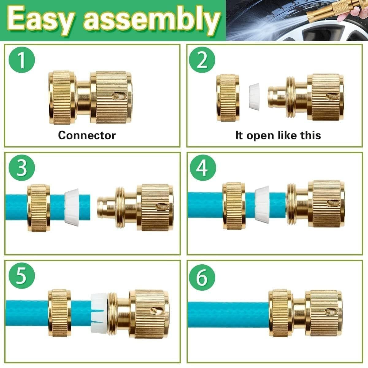 GDR Brass Hose Nozzle  High Pressure Jet Nozzles, Heavy Duty Sprayer for Garden Hoses, Adjustable Spray Gun, Solid Twist Water Hose Nozzle for Garden & Car Wash