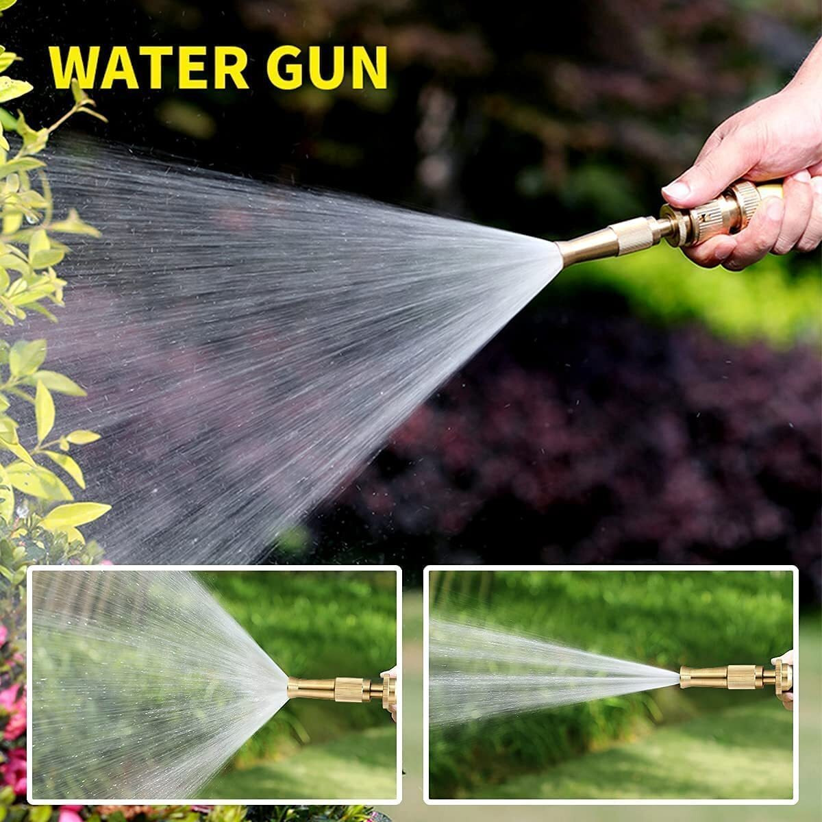 Jb Export Brass Water Spray Nozzle Suitable for 1/2" Hose Pipe Adjustable Integrated Brass Spray Nozzle Water Pressure Booster Brass Nozzle Water Spray Gun for Car Wash Gardening Water Pressure Nozzle